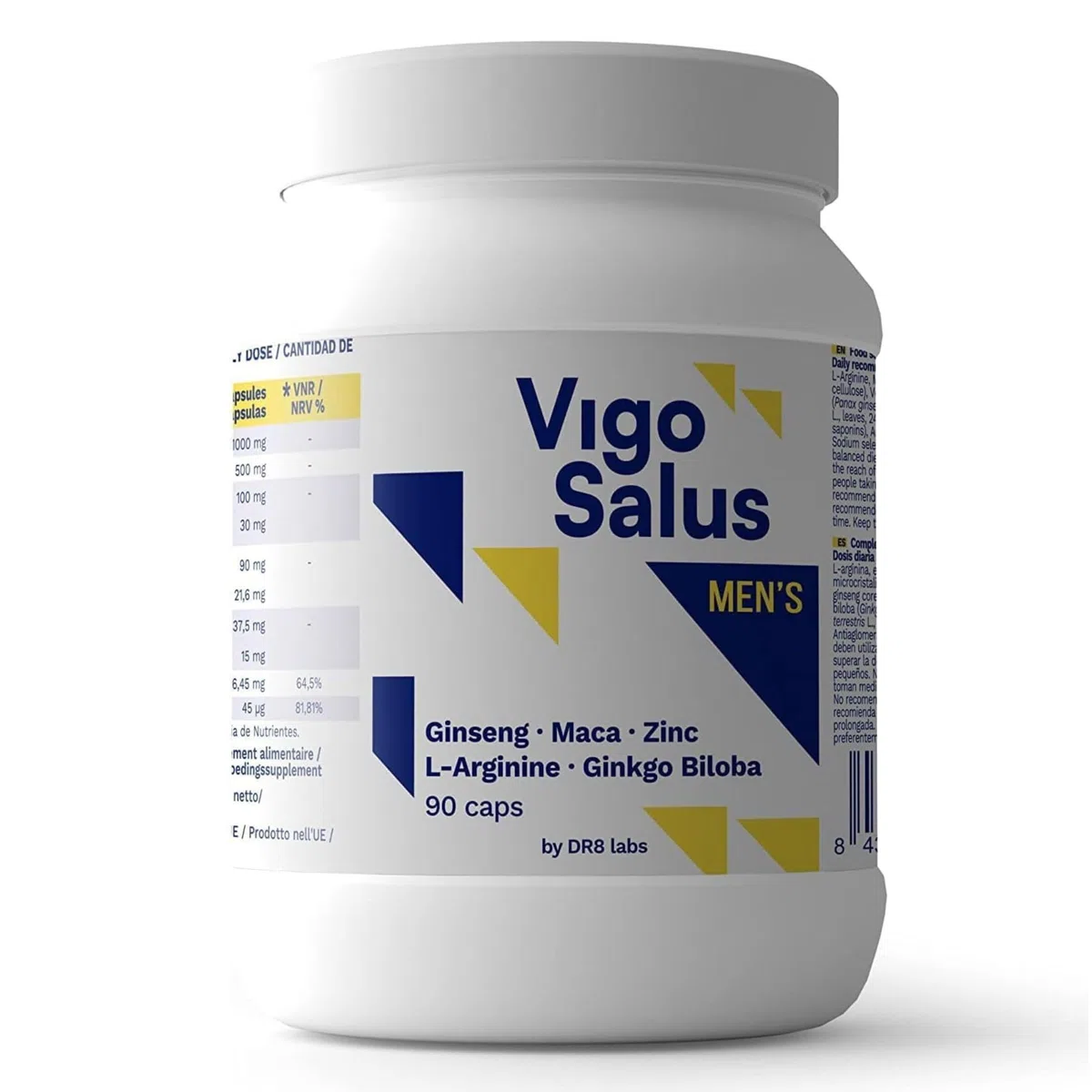 VIGOSALUS para Hombres - Dosis Alta - Más Fuerza + Duración - Maca, Tribulus Terrestris, Ginseng, L-Arginina y Ginkgo Biloba, 90 Cápsulas