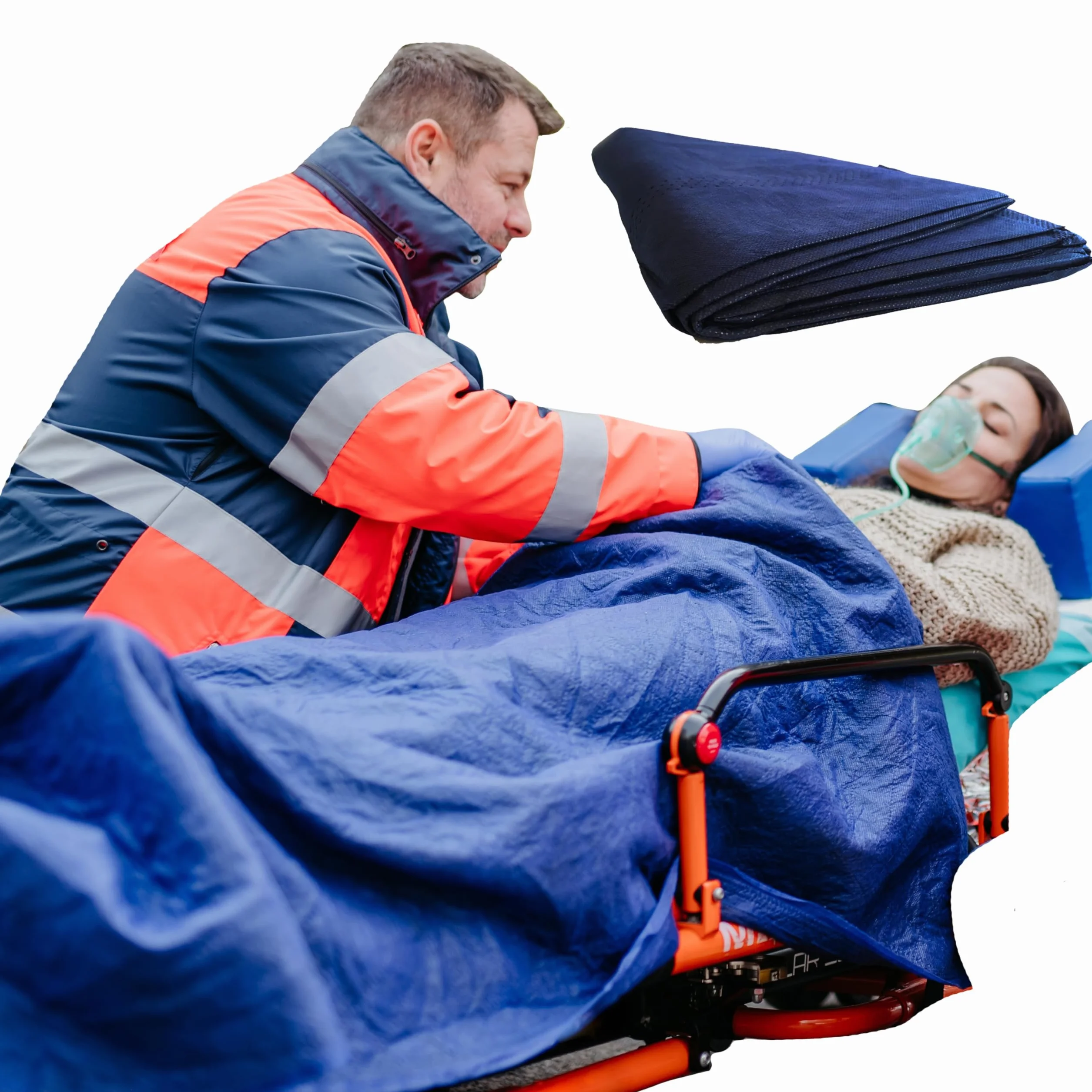 Tiga-Med 40 mantas desechables para pacientes | 110 x 190 cm | Manta desechable con relleno de algodón de poliéster | 200 g | Manta de emergencia desechable