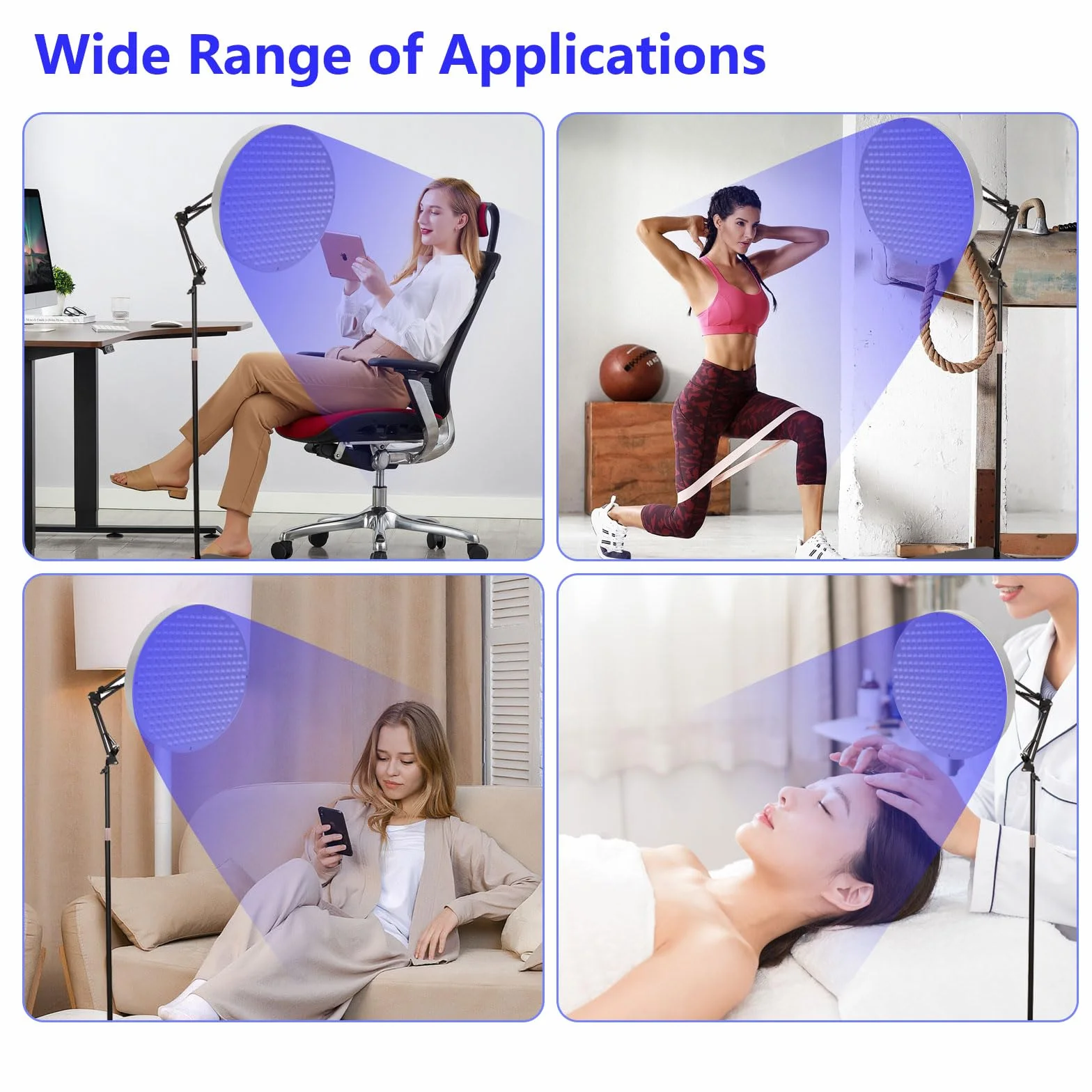 Lámpara de Bronceado 50W 225 LEDs 460 NM con Soporte Ajustable Plegable para Hogar