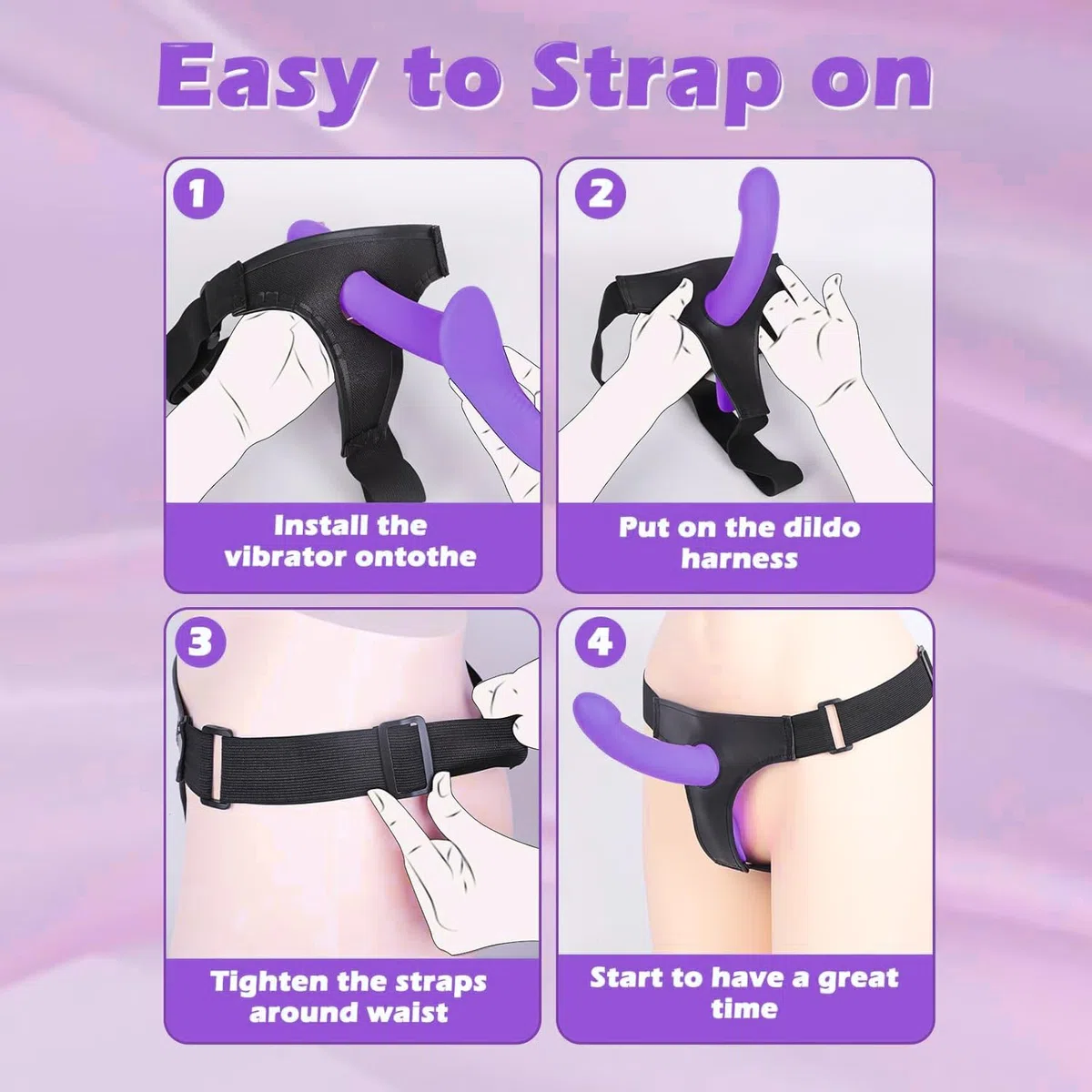 Strap-On Consolador Arnés Vibradores para Lesbianas, Doble Dildo Juguetes Sexuales para Estimulador el Anales y Clítoris para Mujeres, Arneses Sex Toys para Parejas, Adjustable, Removeable (Purple)
