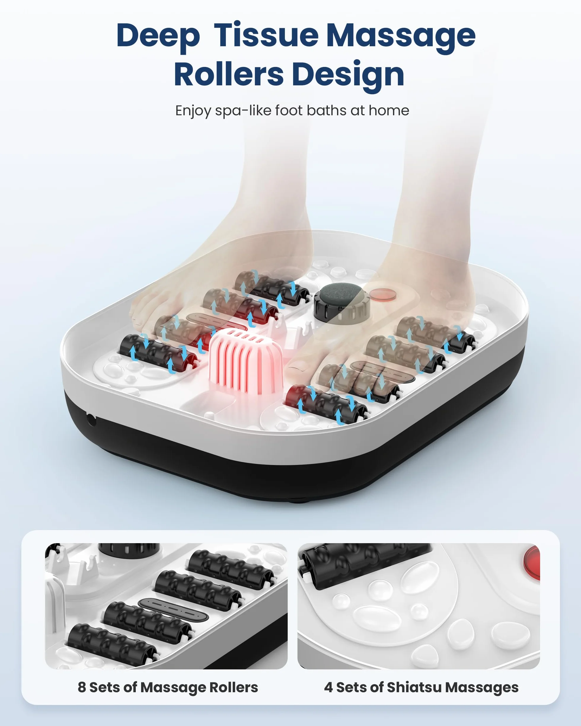 COMFIER Spa para Pies con Calor, Burbujas y Vibración, Control de Temperatura, Piedra Pómez, Temporizador Inteligente, Regalos para Mujeres (Negro)