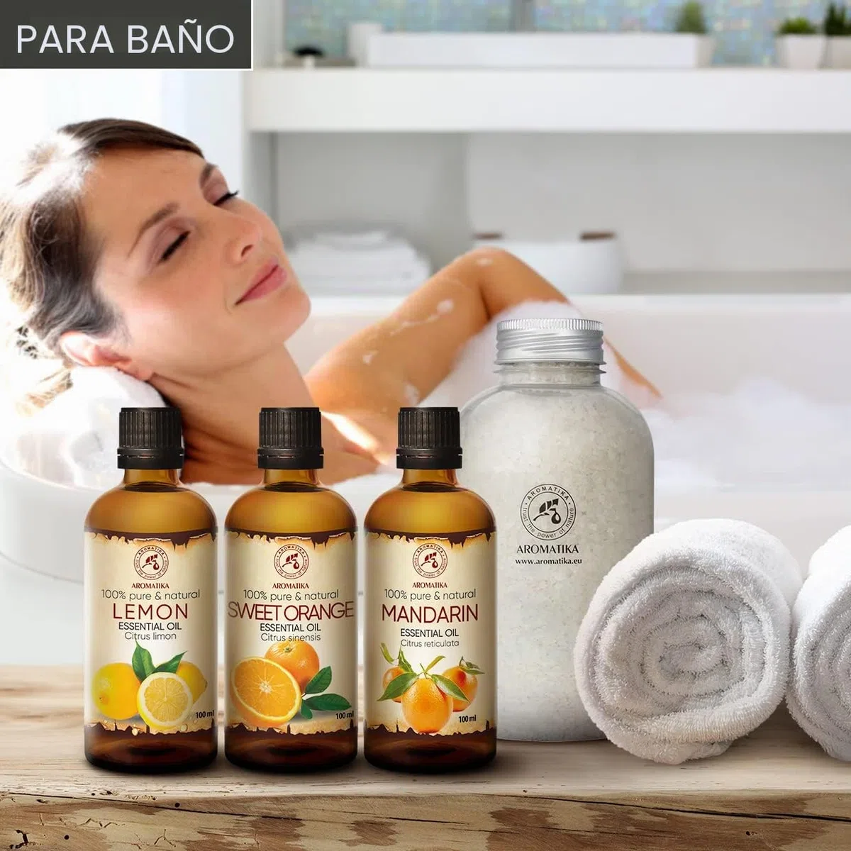Set de Aceites Esenciales 3x100ml - Limón, Naranja, Mandarina - Para Difusor, Aromalamp, Humidificador, Lámpara Aromática - Cuidado de Uñas