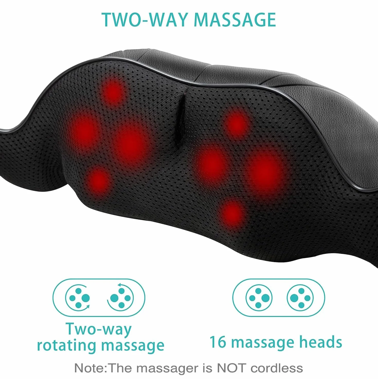 AERLANG Masajeador Cervical y Espalda con Calor, Amasajeador de Cuello, Hombros y Espalda para Dolor y Relajación