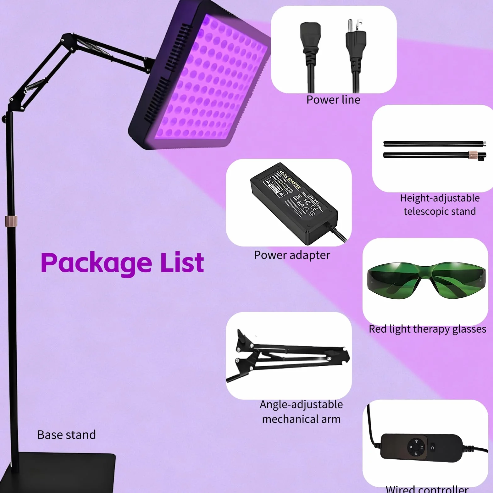 Lámpara de bronceado 100 LED 395 nm cabezal giratorio 360° soporte ángulo