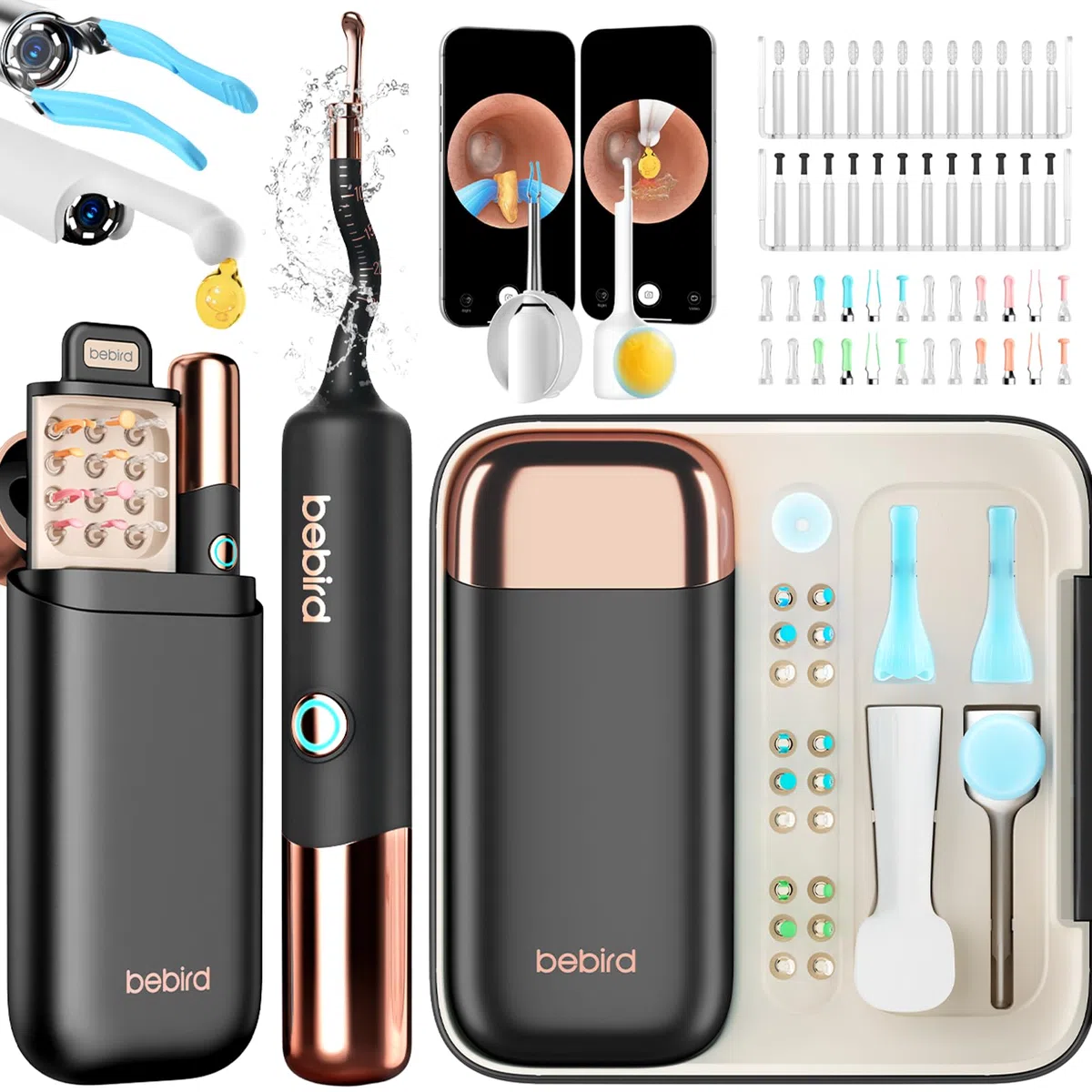 BEBIRD EarSight Ultra 5G WiFi - Limpiador de oídos y dispositivo de cuidado con cámara otoscópica flexible, juego de 30 accesorios, seguro para uso en el hogar, estrellas negras