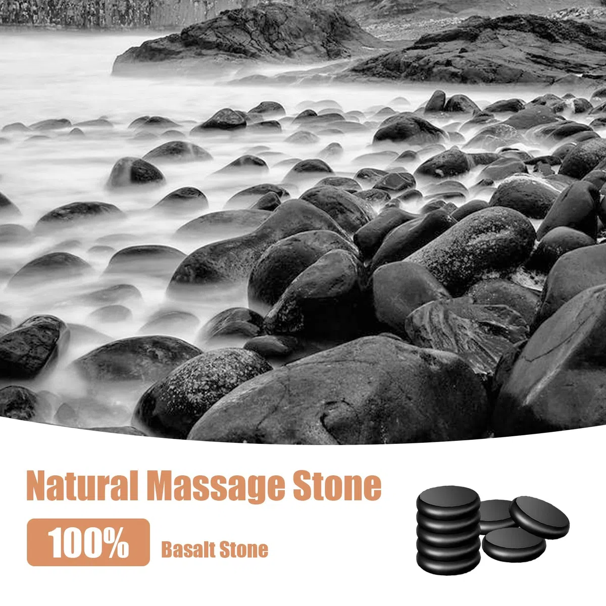 Hot Stone Massage Set, Kit de masaje con piedras calientes, dispositivo de calor con piedras calientes, piedras de masaje calientes hechas de basalto, para masajes, relajación, SPA(16 Stones)