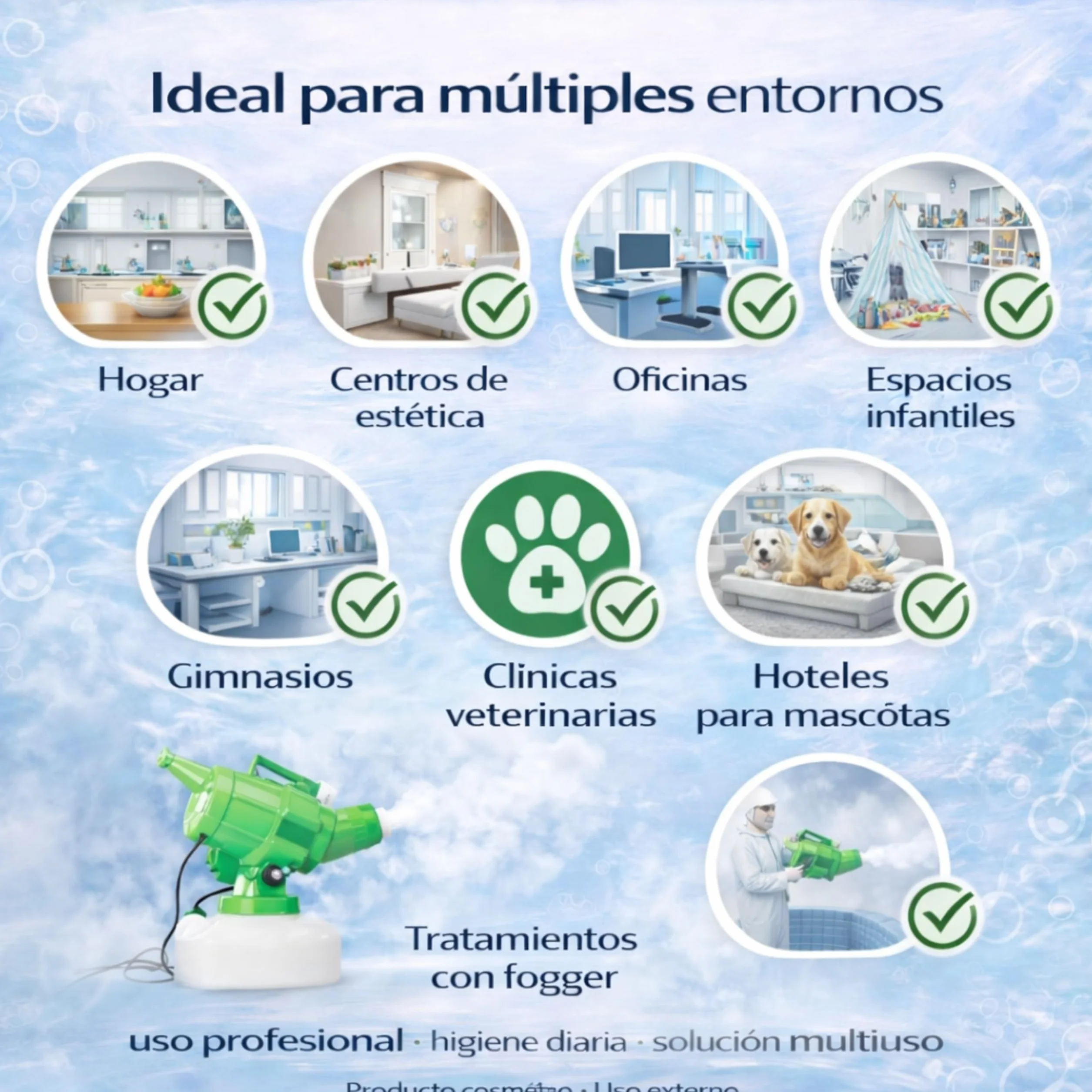 5L Solución Cosmética de Limpieza Higiénica para Piel y Superficies – Ácido Hipocloroso (HOCl), Sin Alcohol, Sin Perfume, Sin Aclarado, Uso Profesional y Doméstico