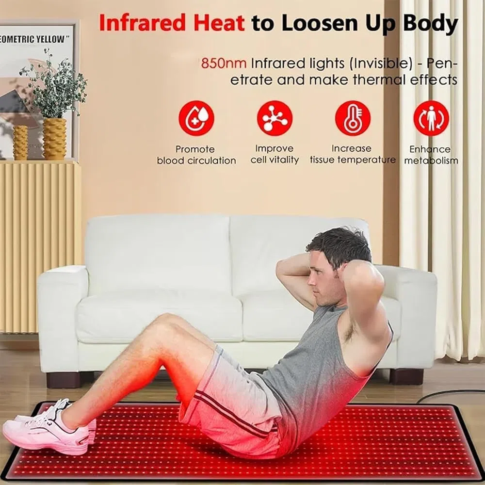 Esterilla de terapia de luz roja con 360 LED para el cuerpo,almohadilla envolvente grande para terapia de luz roja con luz infrarroja cercana de 660nm y 850nm,luz roja,tiempo y brillo ajustables