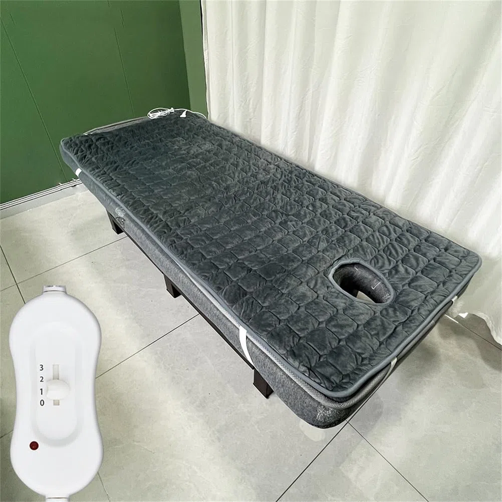 Almohadilla térmica profesional para camilla de masaje, calentador eléctrico premium con orificio, 3 niveles de calor, protección contra sobrecalentamiento, para camilla masaje y spa, 180 x 80 cm