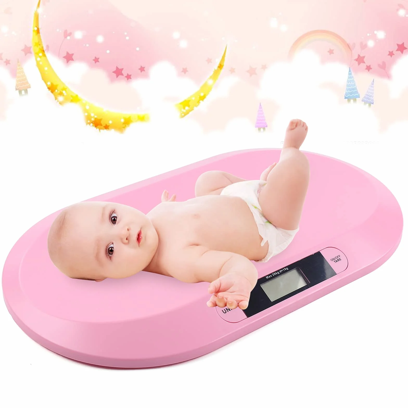 Báscula digital para bebés de hasta 20 kg, con indicador LED, báscula de lactancia, para niños, con función de apagado automático y función de tara, para perros, gatos, recién nacidos y bebés