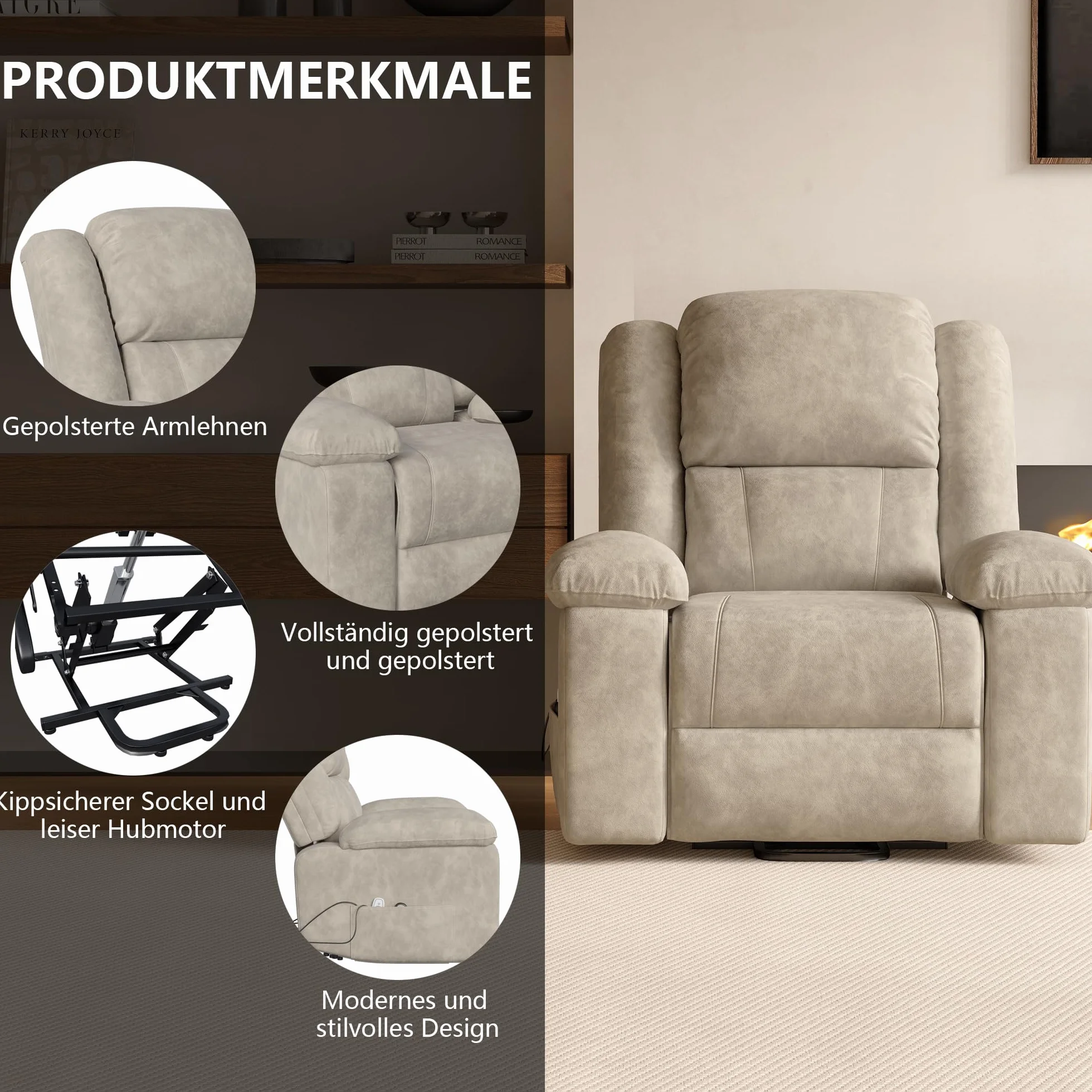 Sillón Relax Reclinable Eléctrico Masaje con 8 Zonas de Masaje y 2 Puntos de Calor (Marrón)