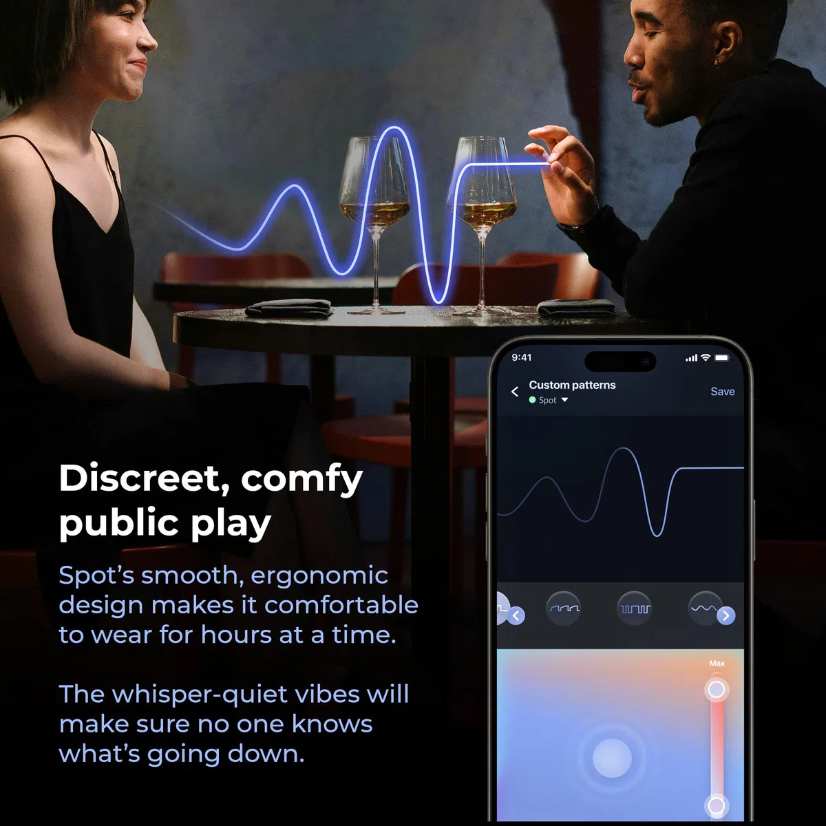 KIIROO Spot Vibrador Portátil con Conectividad Bluetooth y Luces LED Interactivas – Vibrador Recargable Compatible con App FeelConnect – Diseño Flexible y Compacto