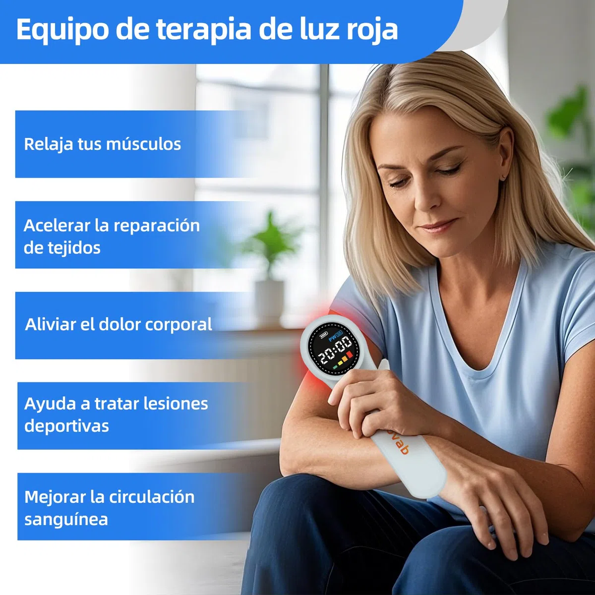 Terapia de luz roja portátil, 4x980nm 4x810nm 16x660nm, Los dispositivos de terapia de luz roja, Terapia de luz infrarroja, Máquina de terapia para el cuerpo para relajar el cuerpo y aliviar el dolor