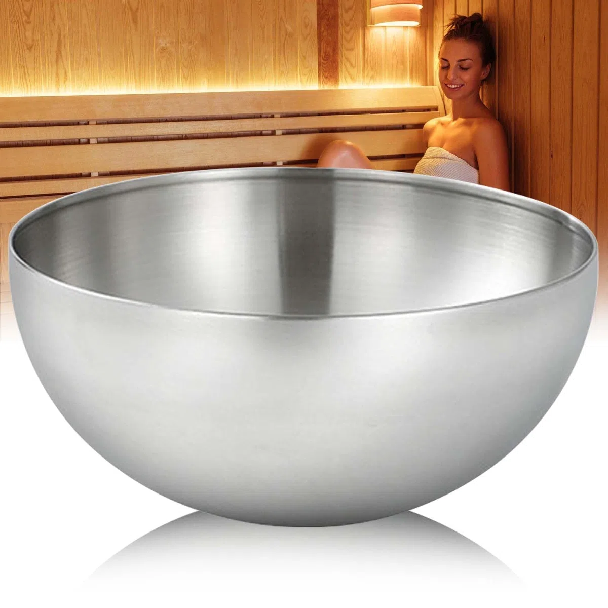 Cuenco para sauna extragrande, diámetro de 15 cm, acero inoxidable, para sauna, aromaterapia, accesorio para sauna, resistente al fuego, adecuado para cristales de sauna