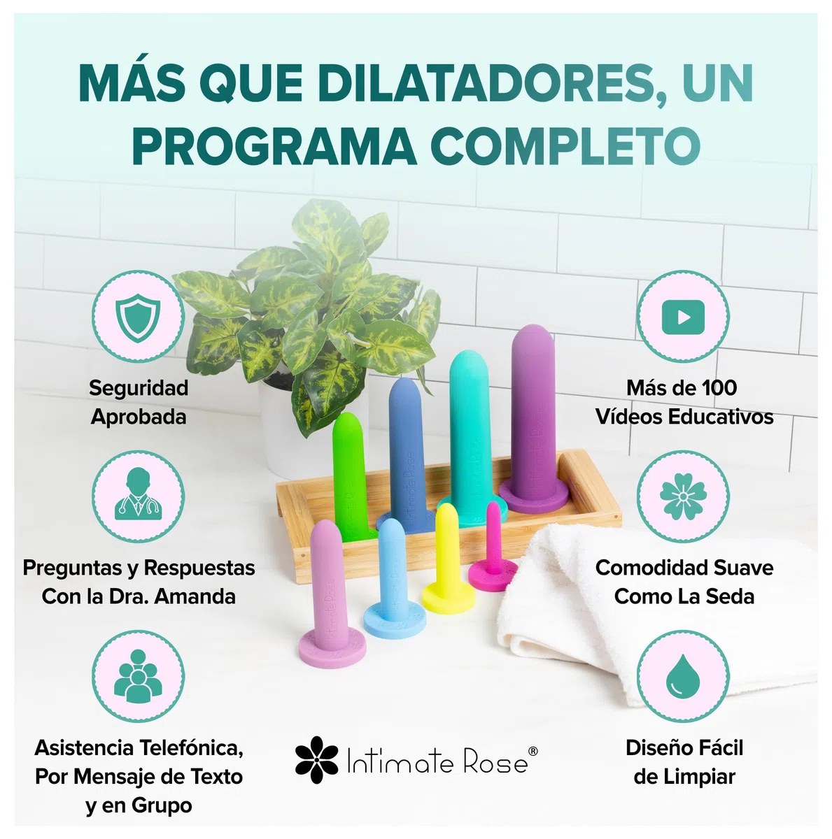 Intimate Rose Dilatadores Vaginales Talla 5–8 – Silicona Médica para Vaginismo y Rehabilitación del Suelo Pélvico | Dilatador Vaginal Ginecológico Progresivo, Set de 4