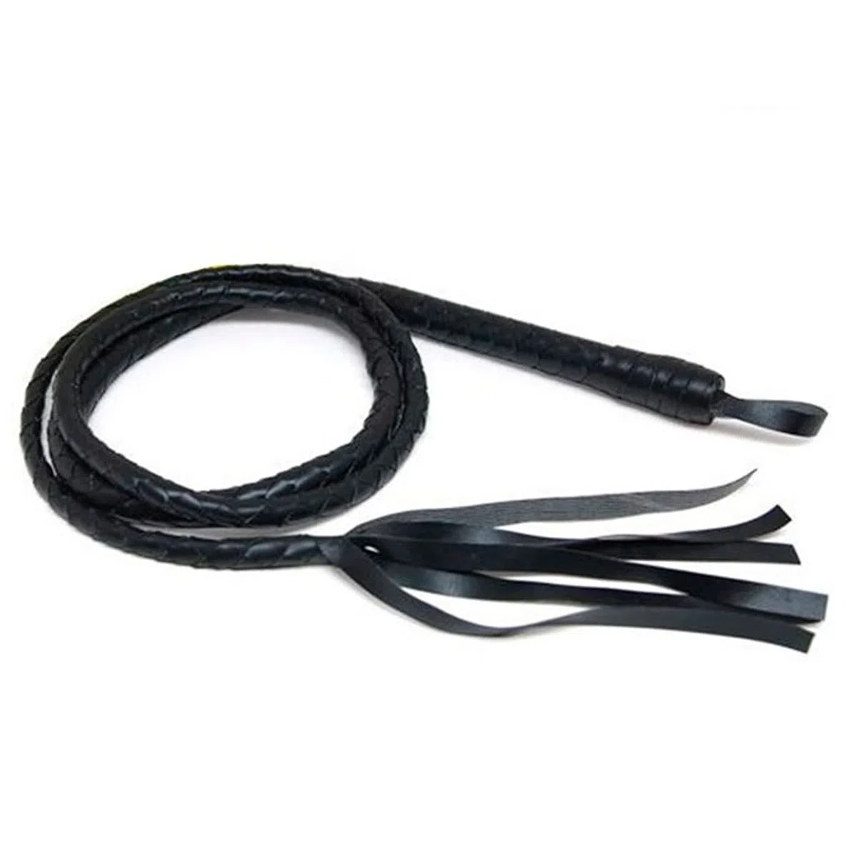 Acan Tradineur - Látigo de cuero con flecos para adulto, accesorio para disfraz de domador, gatita sexy, carnaval, Halloween, cosplay, fiestas (Negro - 200 cm)
