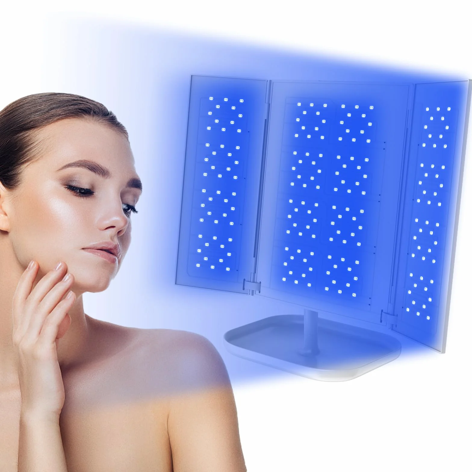 Cozion Lámpara de bronceado para el hogar, 24 W, lámpara de bronceado portátil con 192 LED, soporte ajustable, dispositivo plegable para cuerpo y cara