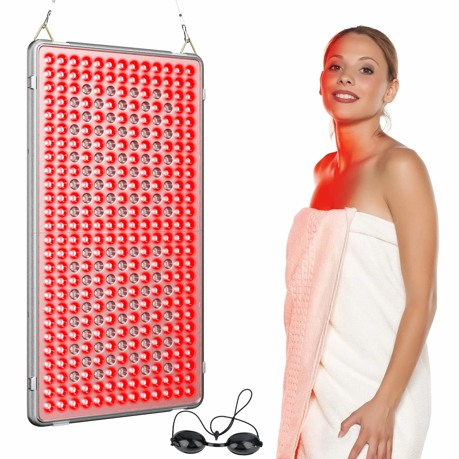 Lámpara de Luz Roja Profey, Lámpara Infrarroja Combinada 660nm y 850nm, Lámpara de Luz Roja con 338 LED y Temporizador, Panel de Luz Roja para Rostro, Cuerpo y Espalda (No Produce Calor)