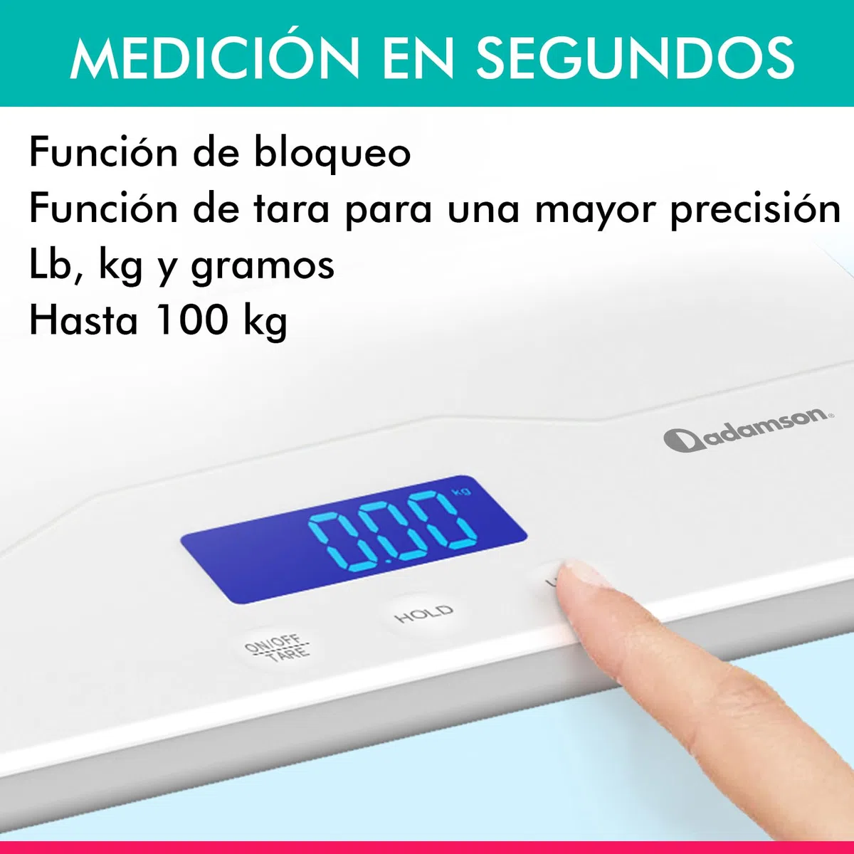 Adamson A50 Báscula para mascotas y bebés - Báscula digital para gatos, perros, conejos, cachorros, niños, adultos - Ideal para bebés prematuros - Hasta 100 kg