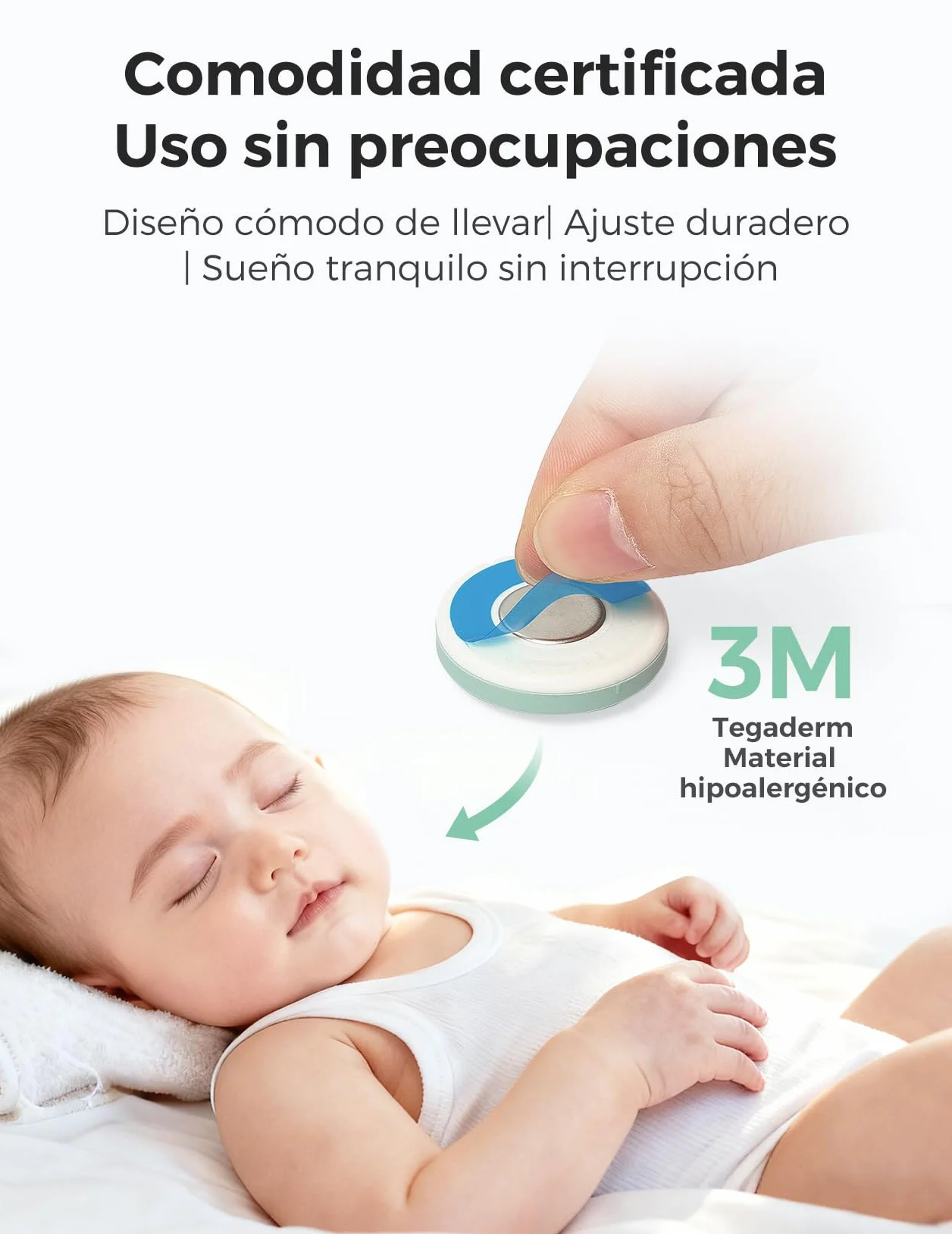 Momcozy Termometro Digital Bebe con Precisión de Grado Médico, Termometro Inteligente Bebe con Lectura Instantánea, Monitoreo en Tiempo Real vía App para Bebés y Niños, Parche Hipoalergénico 3M