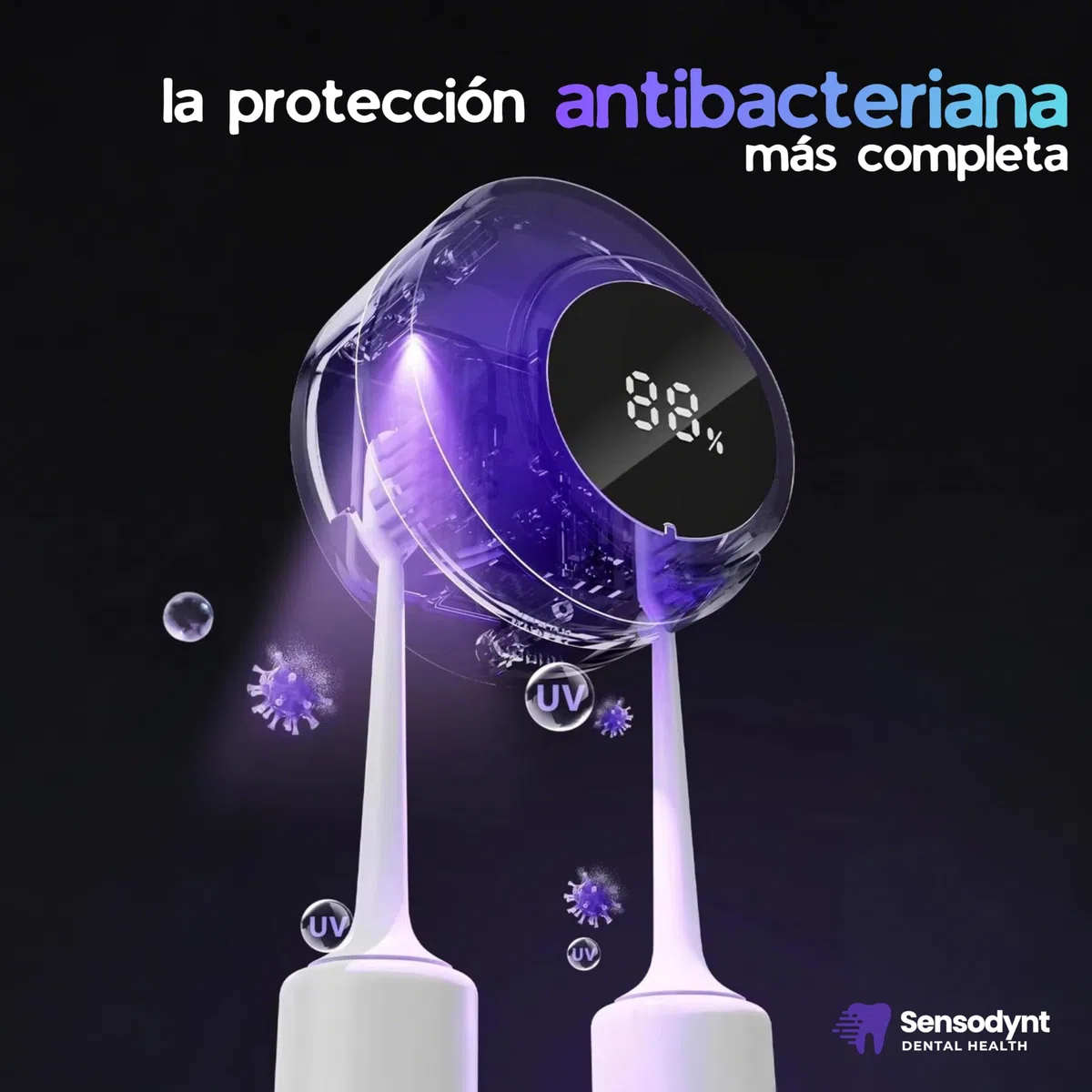 SENSODYNT Esterilizador Cepillo Cientes, Higienizador Cepillo Dientes con Tecnología Doble UV - Desinfectante Cepillo Dientes + Soporte Cepillo de Dientes sin Taladrar