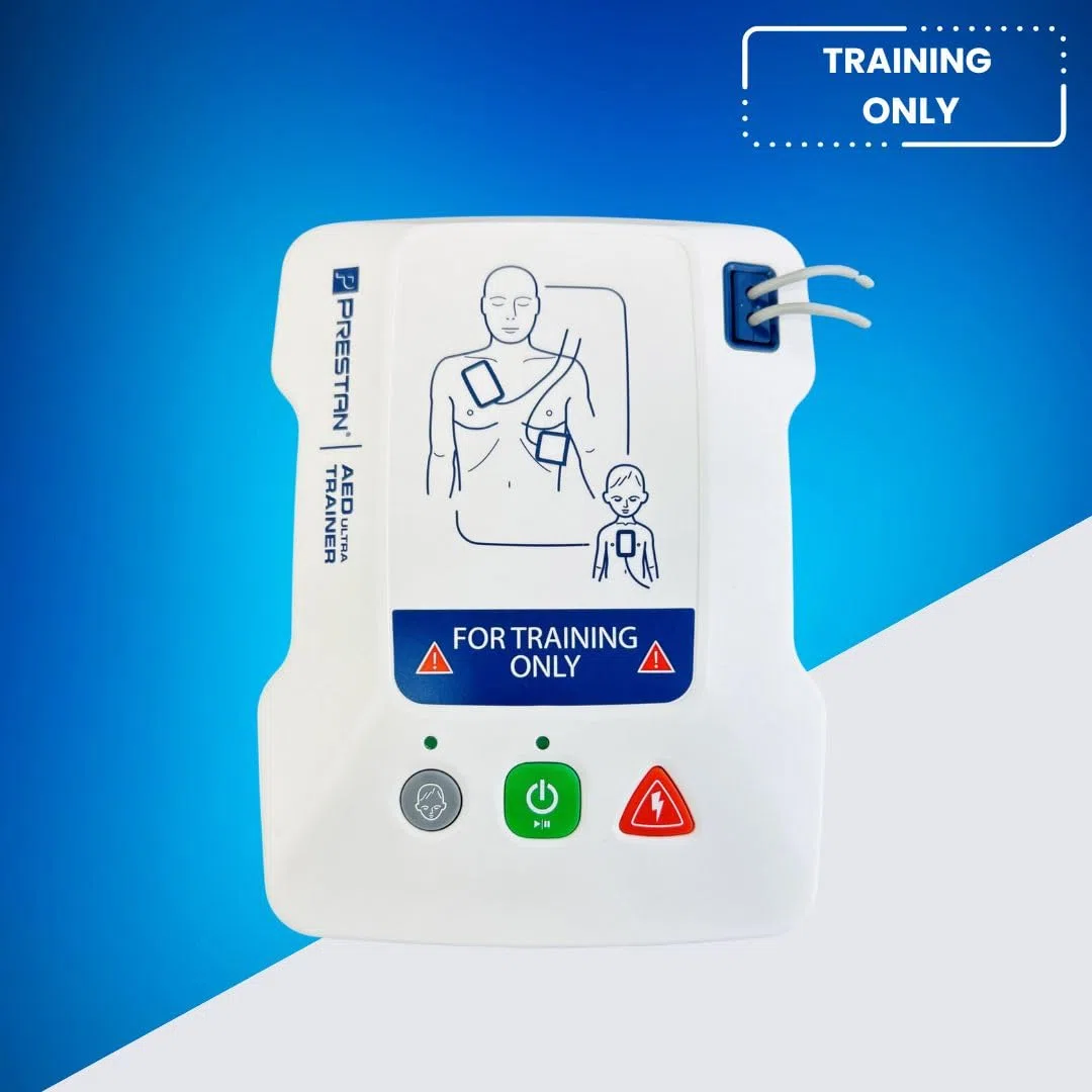 PRESTAN AED UltraTrainer unidad individual | Bilingüe inglés/español | Sistema de detección de parches | Entrenamiento para adultos y niños | Relación conmutable 15:2 y 30:2 | 5 escenarios