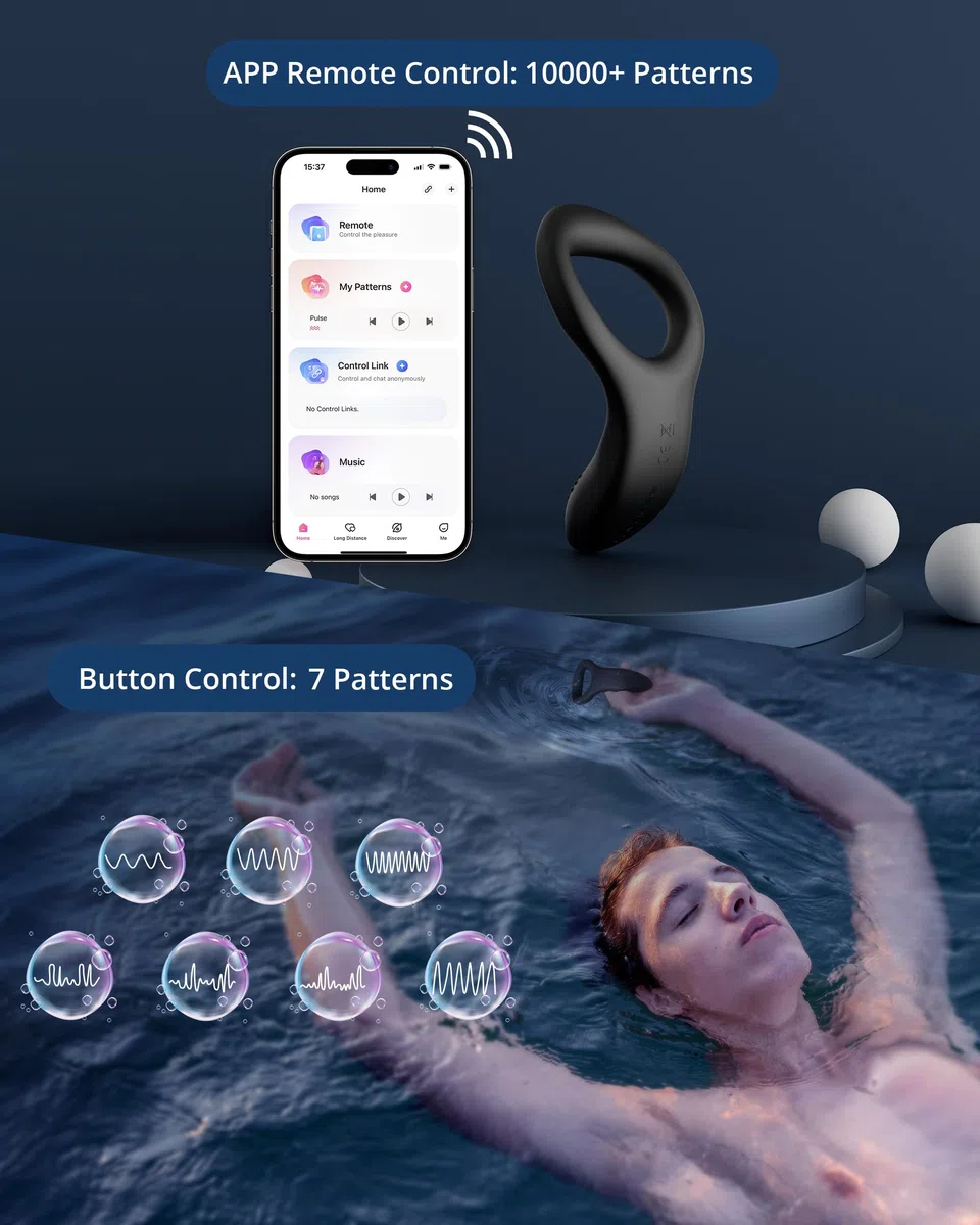 LOVENSE Diamo Anillo Vibrador Pene con Control Remoto Bluetooth App, Vibradores a Distancia para Masculino, Patrones de Vibración Personalizados Ilimitados