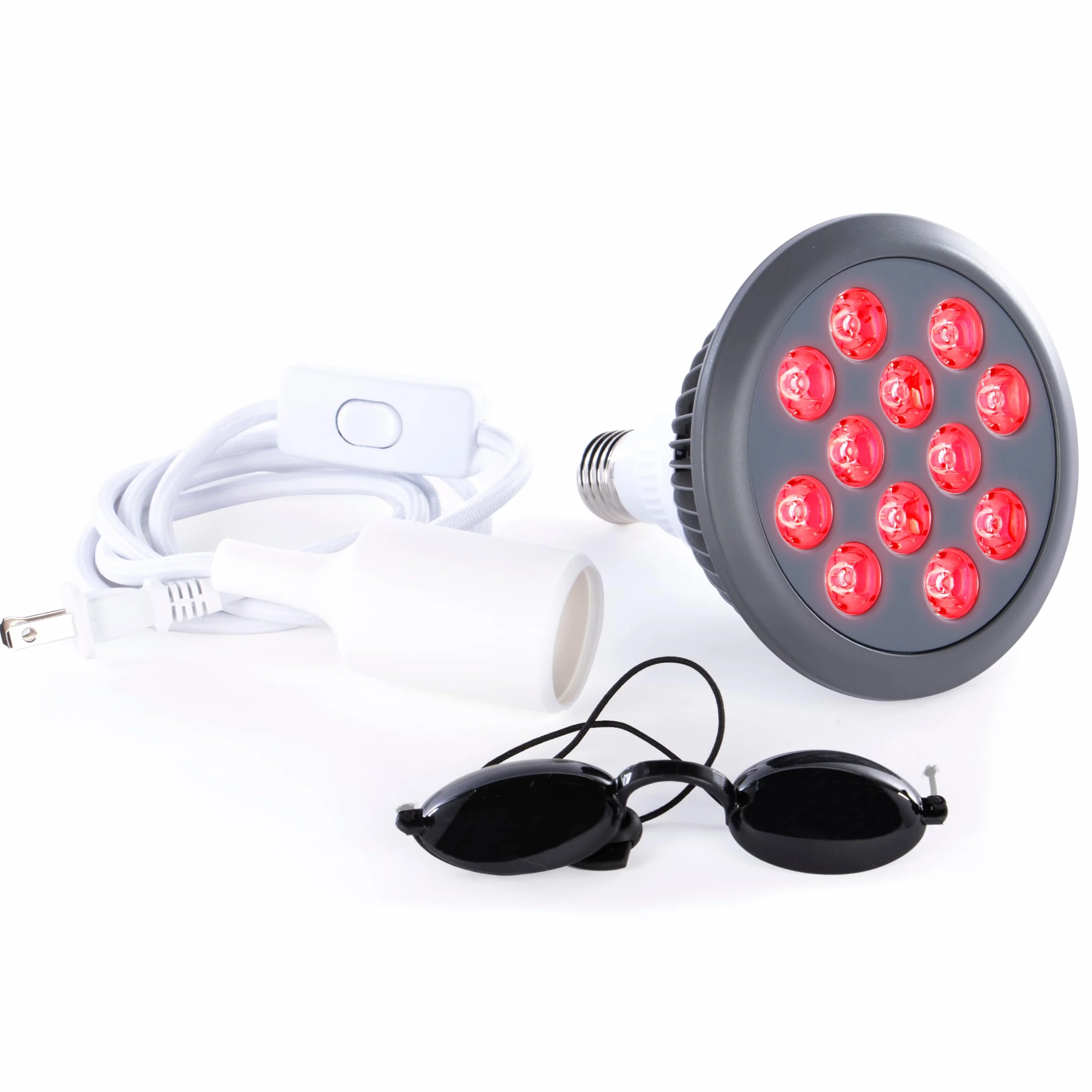 hooga Red Light Therapy by with Power Cord. Red 660nm Near Infrared 850nm 12 LEDs. High Irradiance, Combo Treatment for Skin, Pain Relief, Anti Aging, Muscle Recovery, Performance. HG24.