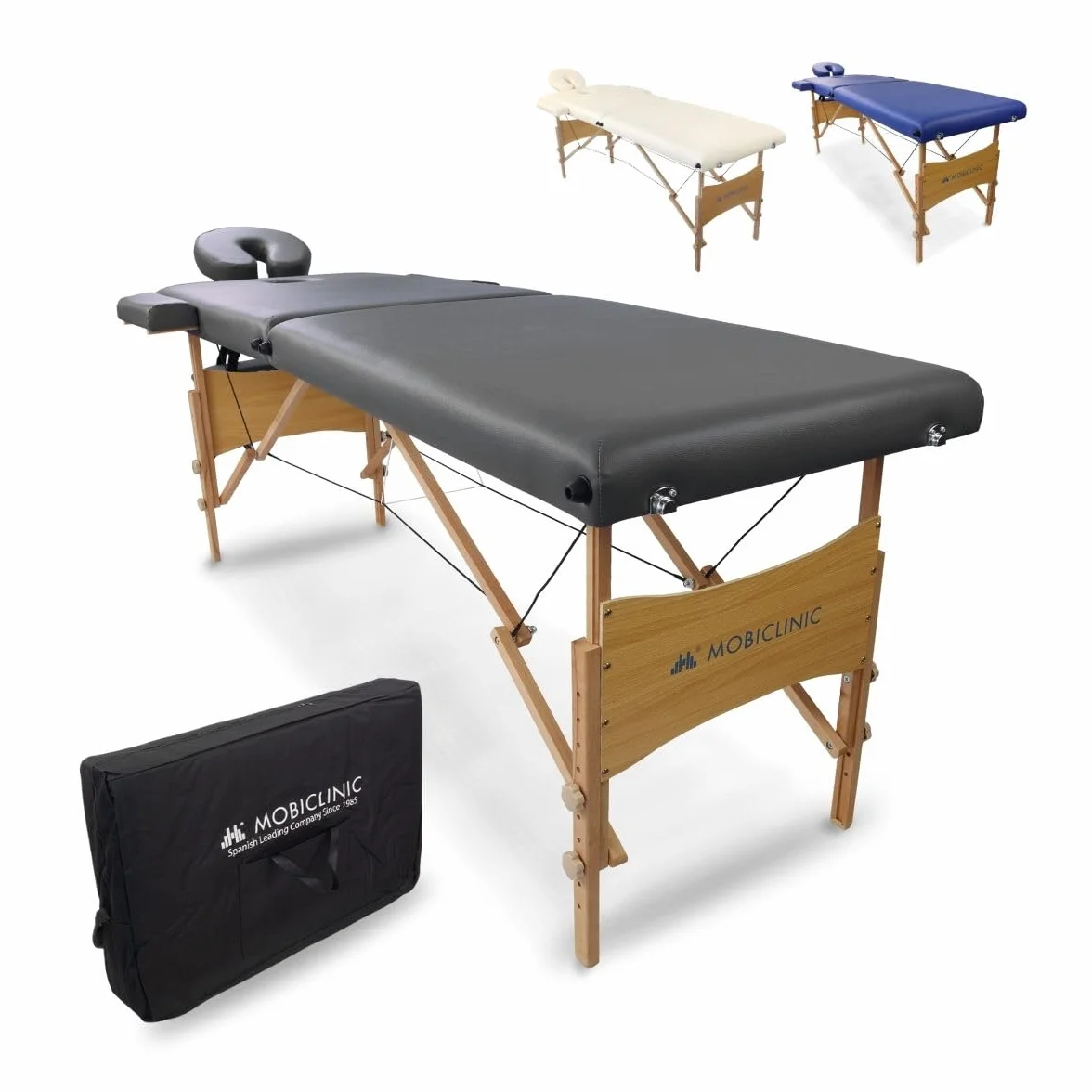 Mobiclinic Camilla Fisioterapia Plegable CM-01 Light 186x60 cm Cama de Masaje Madera 150kg Negra