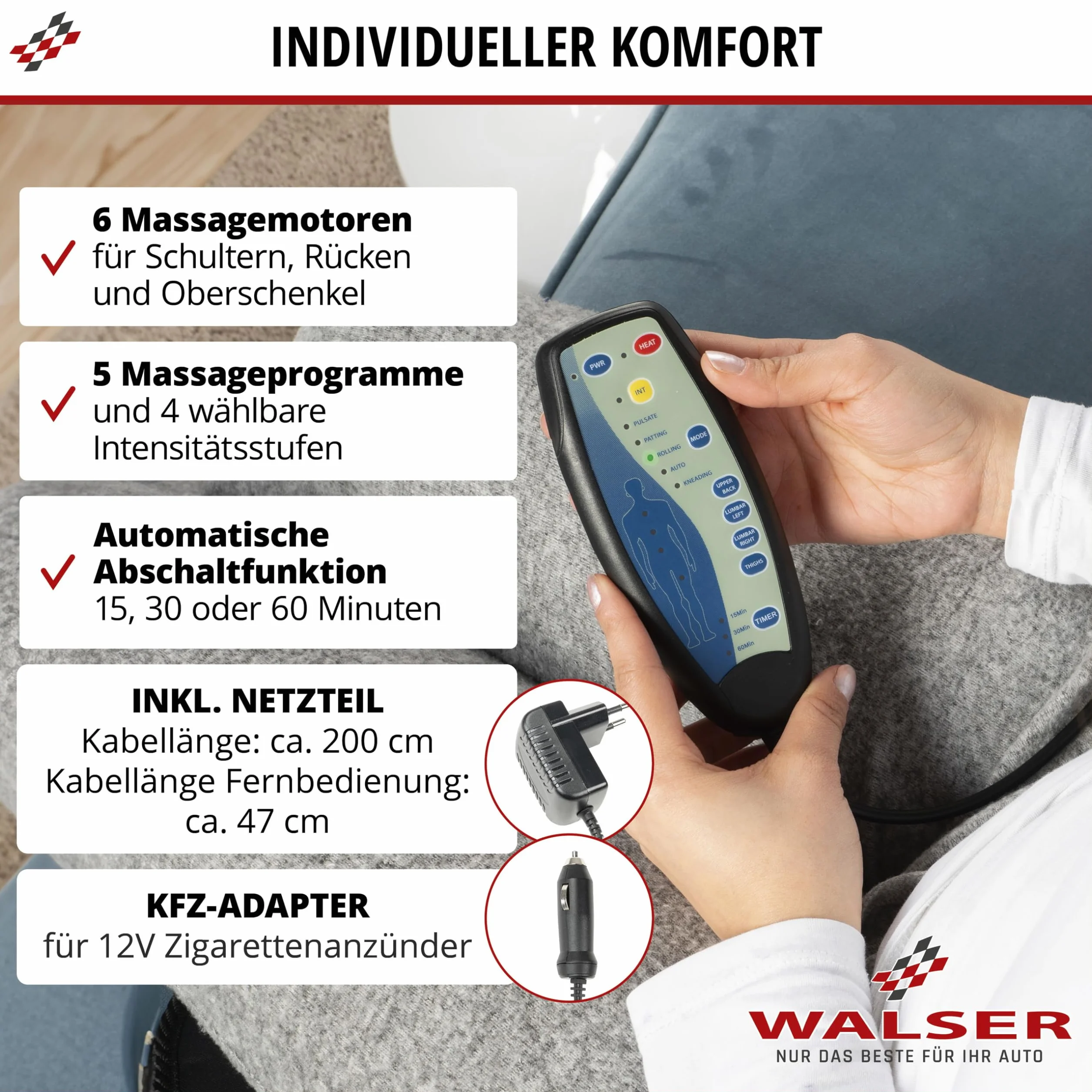 Walser Funda de Asiento Relax Drive 5 Programas de Masaje