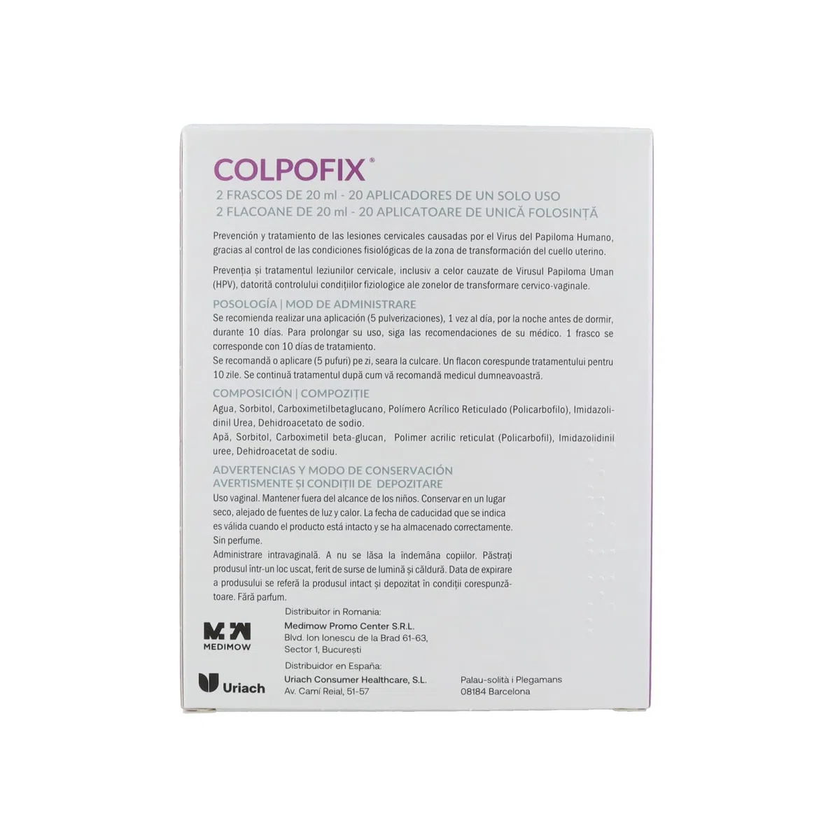 COLPOFIX GEL VAGINAL EN SPRAY | 2 Frascos 20ml (20 Aplicadores)