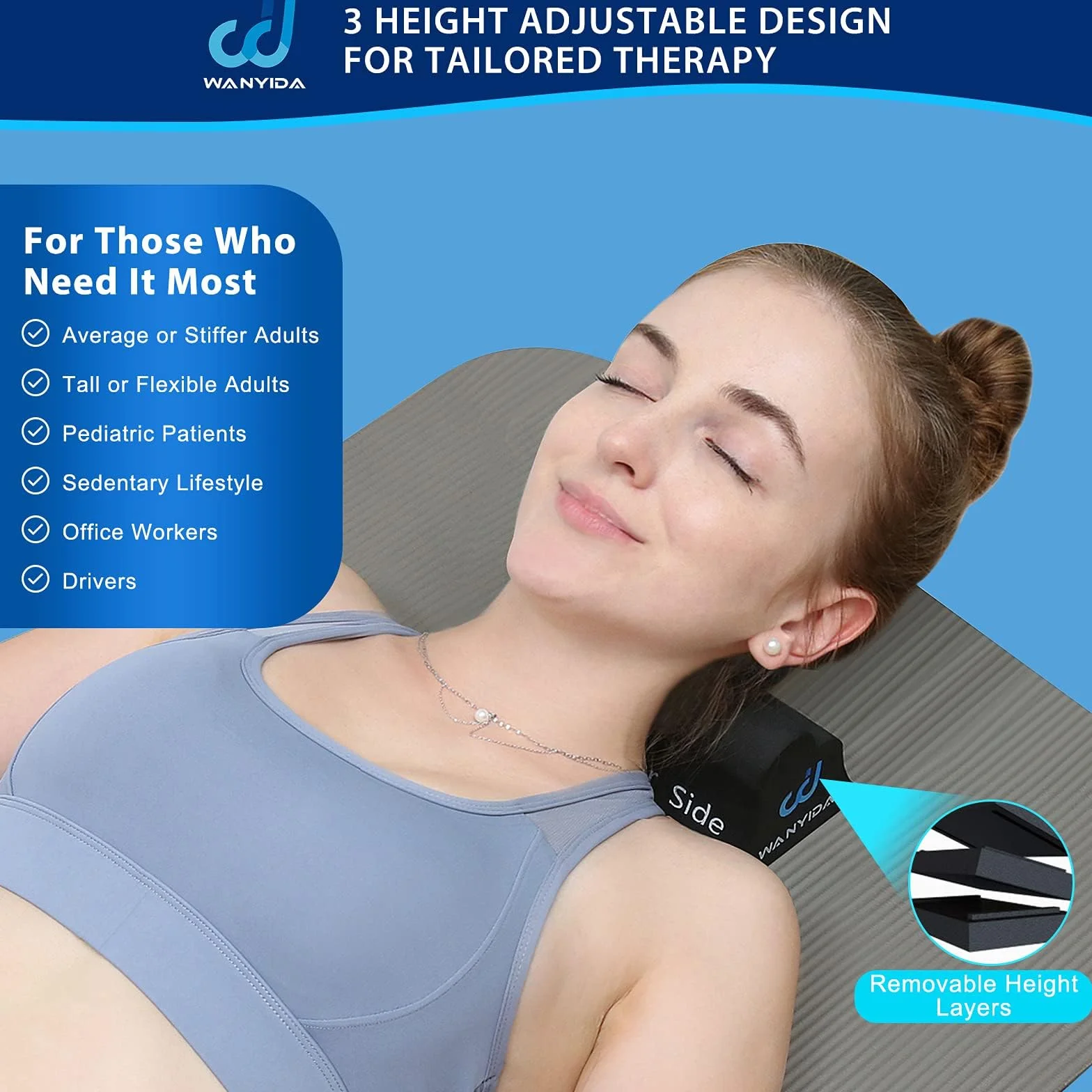 WANYIDA Relajante de cuello y hombros, almohadas quiroprácticas para aliviar el dolor, dispositivo de tracción cervical para alineación de la columna cervical.