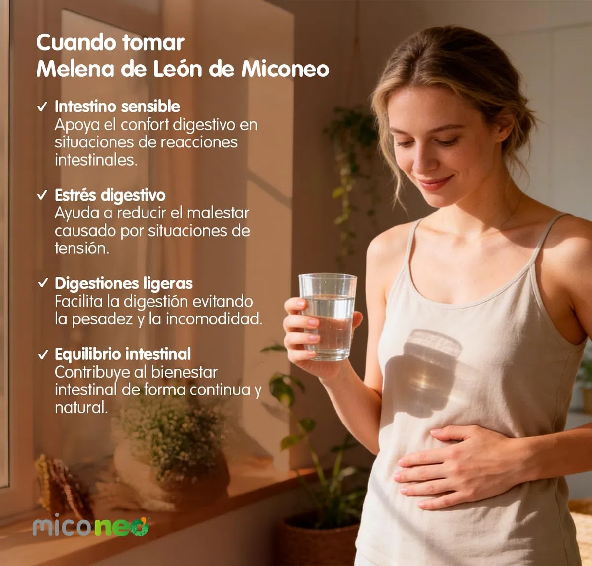 Mico NEO | Hongos Melena de León | Apoyo Digestivo Natural | Apto para Vegetarianos | Sin Gluten ni Derivados Lácteos | Microgránulos NEO | 60 Cápsulas