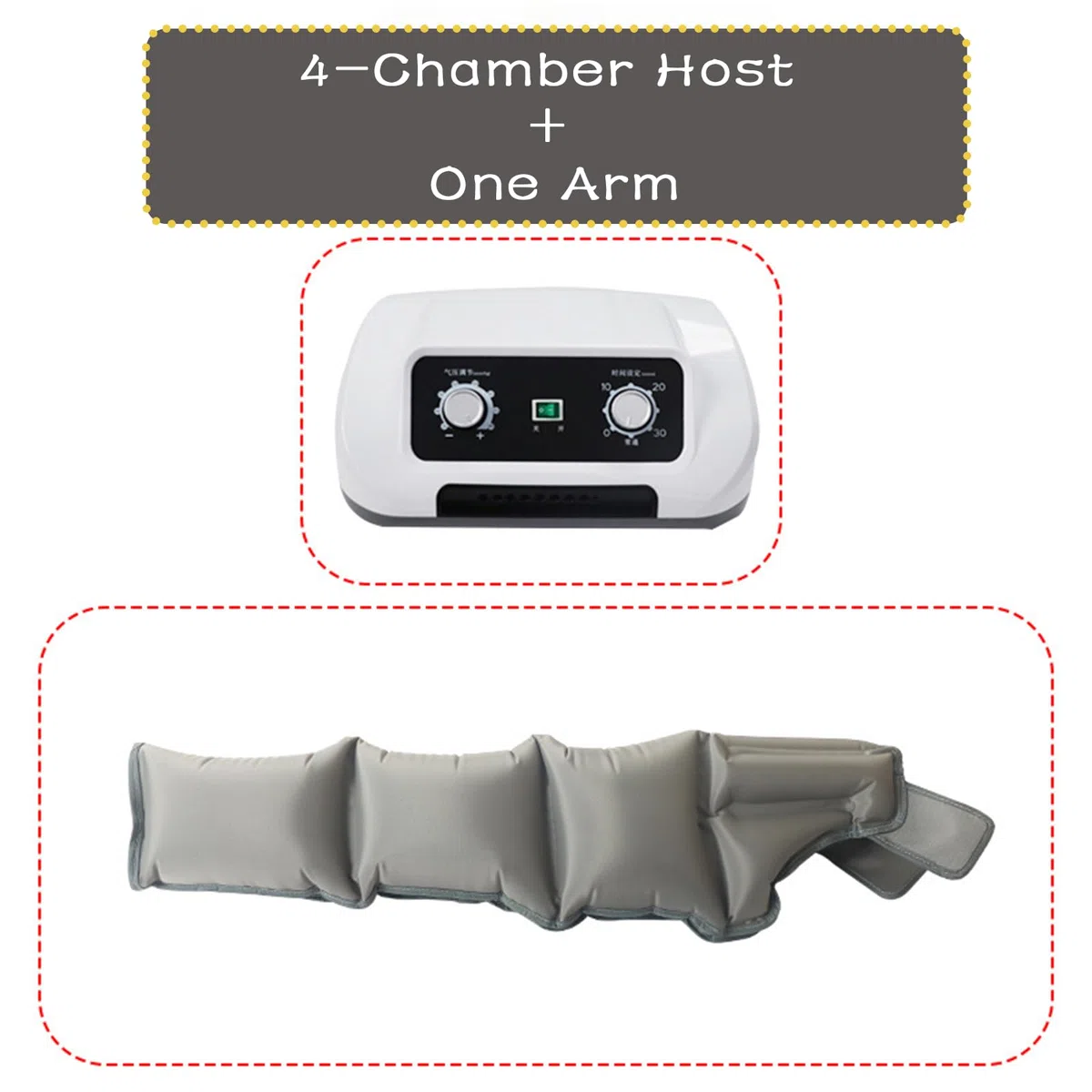 Masajeador de brazo portátil Widppsopt de 4 cámaras con compresión de aire para uso doméstico. Sistema de presoterapia eléctrica. Terapia de un solo brazo para oficinistas. Drenaje linfático