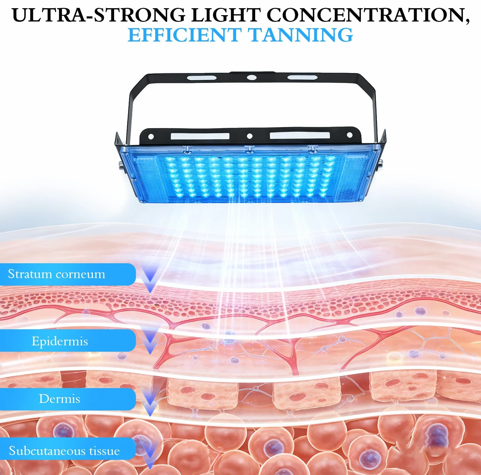 Lámpara de bronceado UV 45W para hogar, portátil con soporte ajustable y gafas