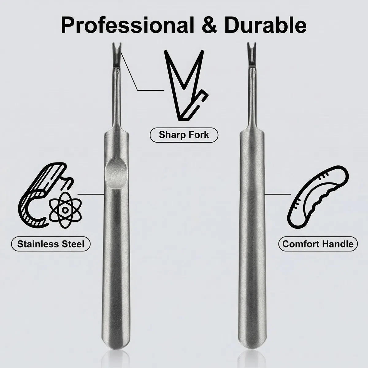 Empujador de cutículas profesional de acero inoxidable. Herramienta de manicura para adultos
