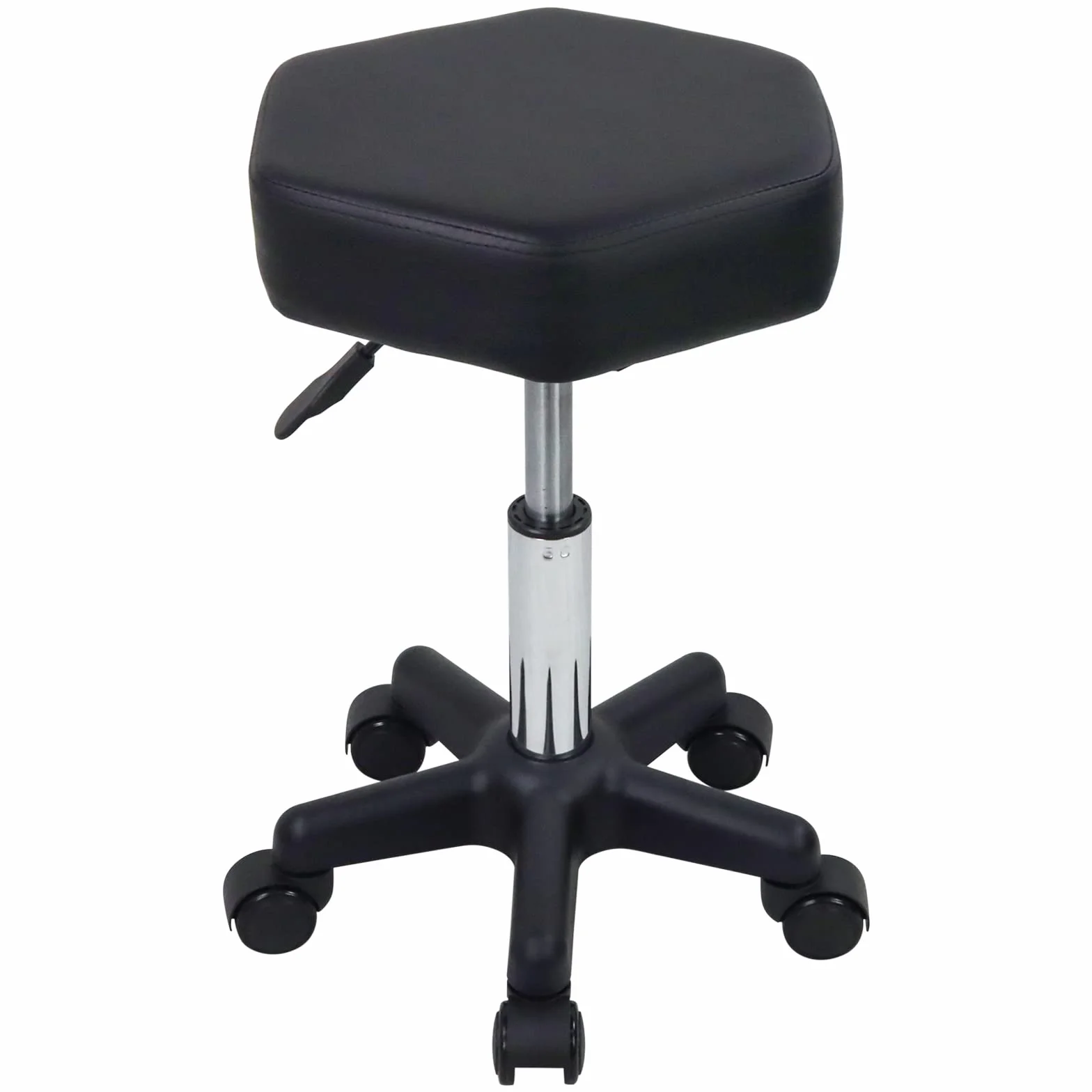 FURWOO Taburete Giratorio Hexagonal Altura Ajustable con Ruedas para Masajes SPA Negro