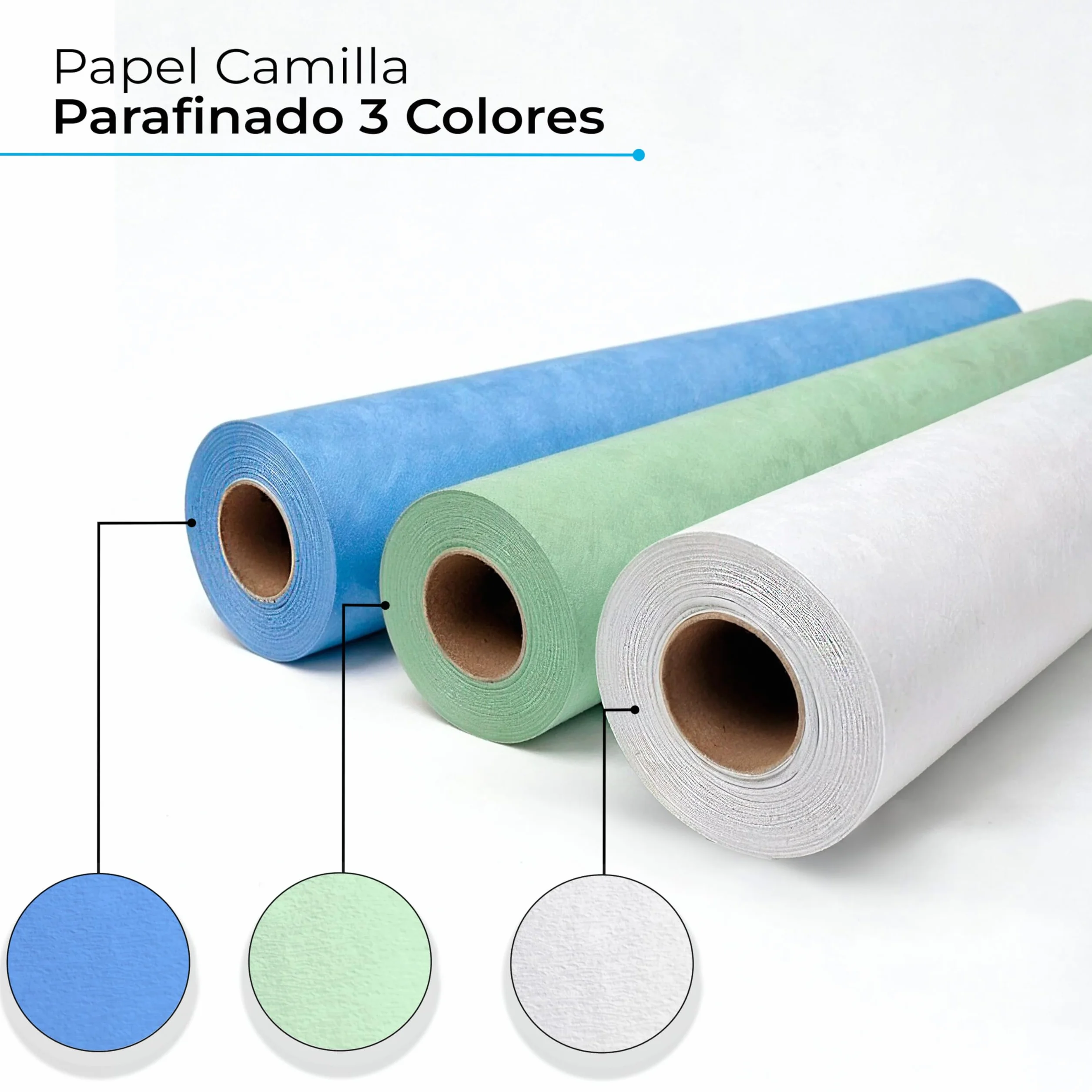 Papel Camilla Parafinado Antigoteo Azul 60 cm x 70 m 6 Rollos