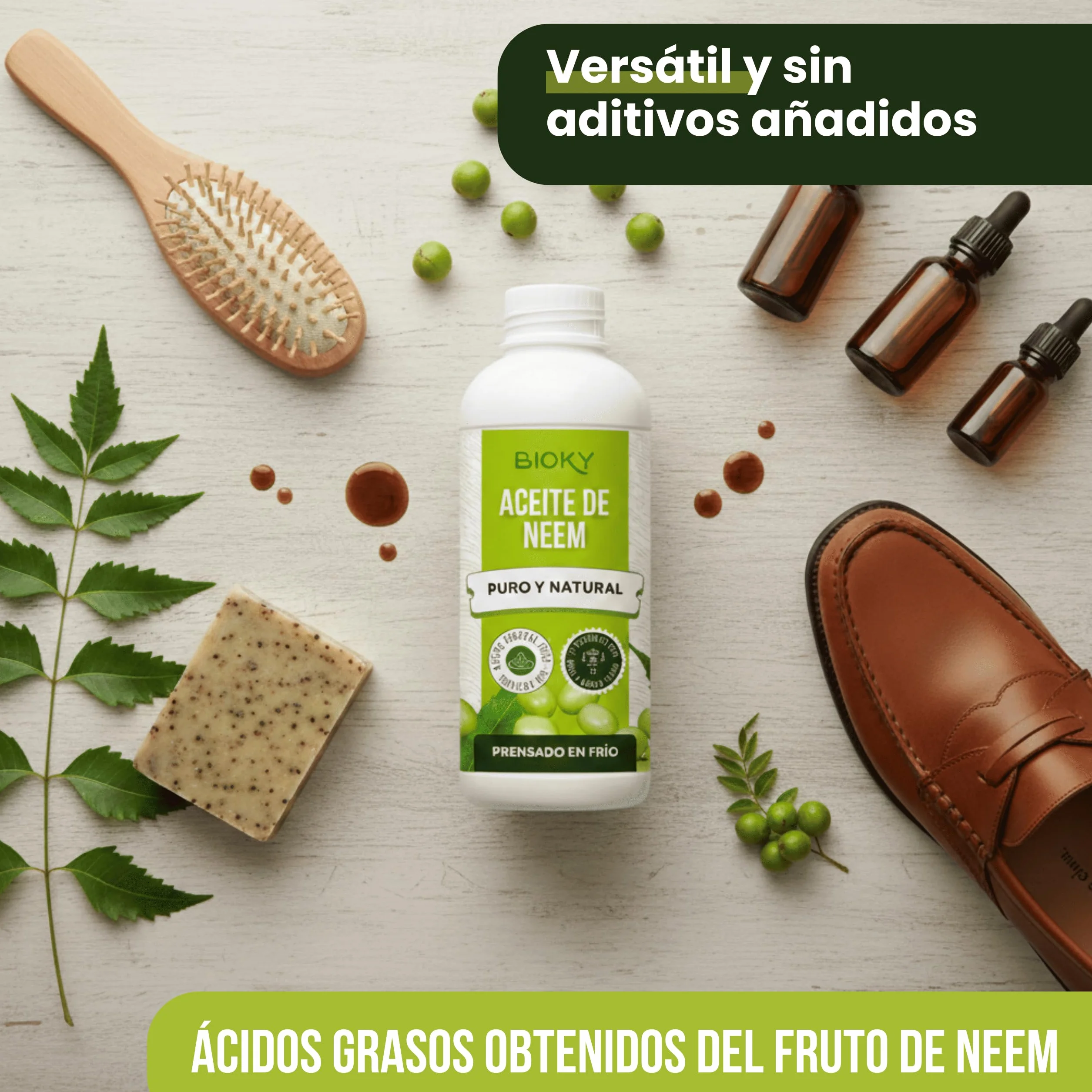Bioky Aceite de Neem 2 Litros (Pack 1L + 1L) Puro y Natural - Extraído 1ª Presión en Frío Aceite Multiusos