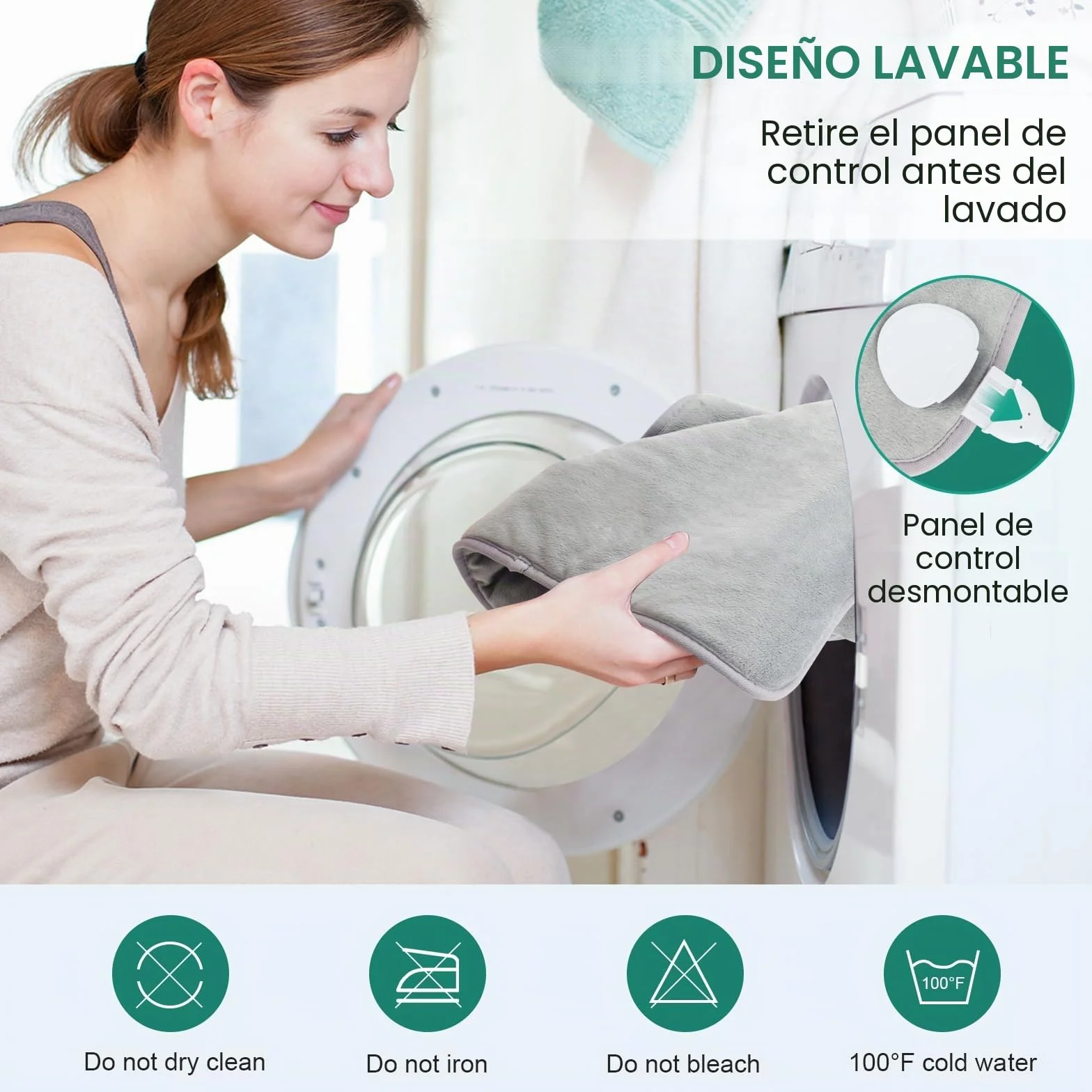 Cojín térmico para espalda, hombros y cuello, con apagado automático, lavable a máquina, 6 niveles de temperatura, con 4 temporizadores, almohadilla térmica para la espalda (100 x 60 cm)