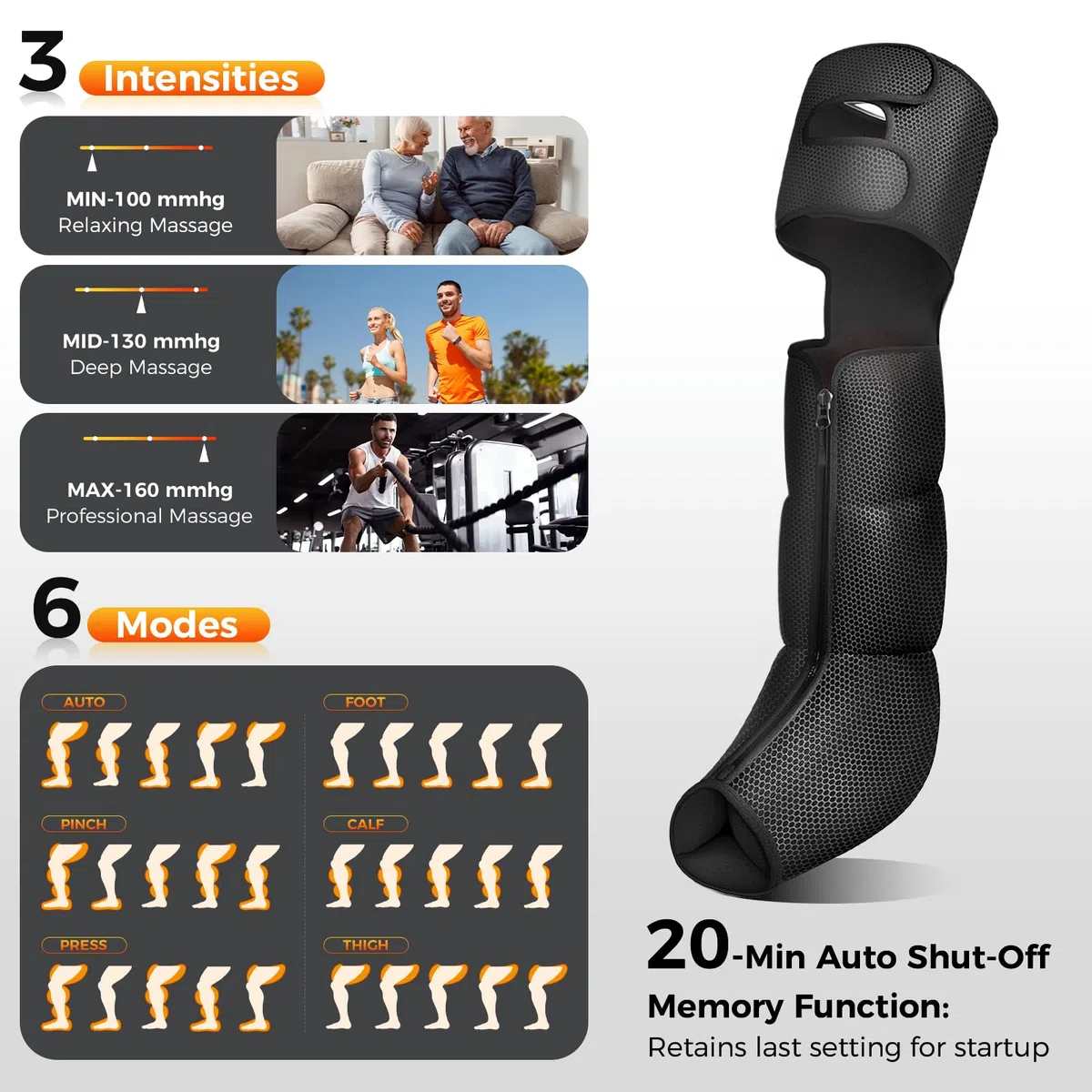 Nekteck Masajeador de piernas con función de calor para mejorar la circulación y aliviar el dolor. Masajeador de piernas con compresión de aire, 2 configuraciones de calor y 6 modos