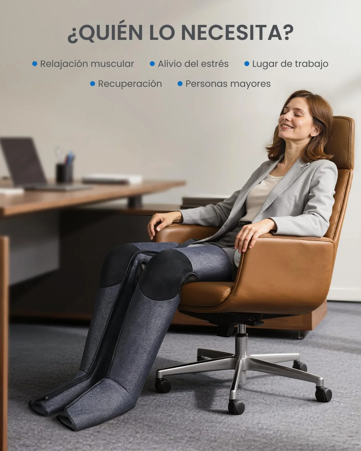 RENPHO Masajeador de piernas con compresión de aire, 360° cobertura total, pies y piernas, cremalleras dobles, 5 intensidades