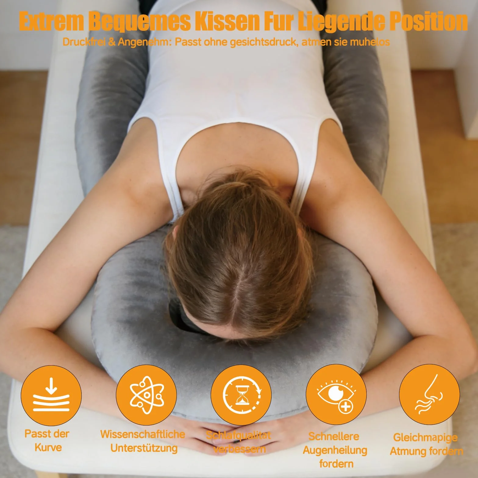 Almohada facial para dormir, almohada boca abajo para dormir para el apoyo después de intervenciones, cabecero de masaje ajustable en altura para la cama, equipo de recuperación de vitrectomía