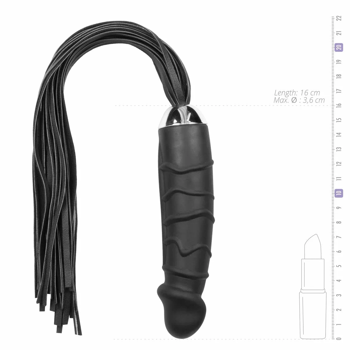 EasyToys Fetish Collection - SM latigo con 14 cm consolador - consolador de color violeta con SM látigo de cuero - diseñado para juegos de rol - Ponyplay