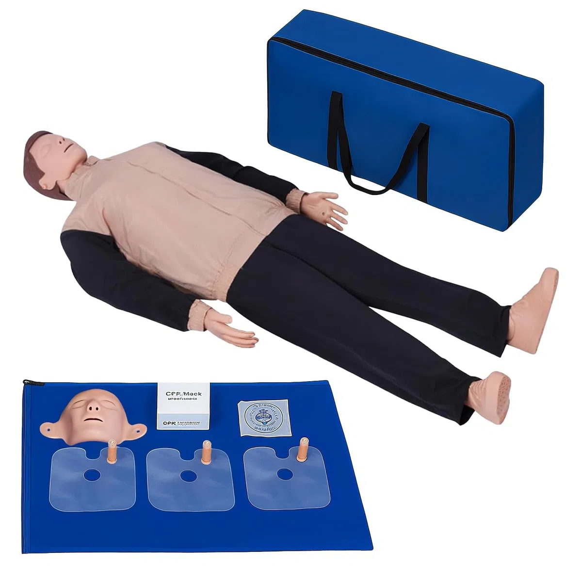 Kit de entrenamiento de RCP con maniquíes, maniquíes profesionales de RCP para adultos con piel mediana, accesorios médicos MCR, kit de entrenamiento de RCP para aulas o centros de investigación.