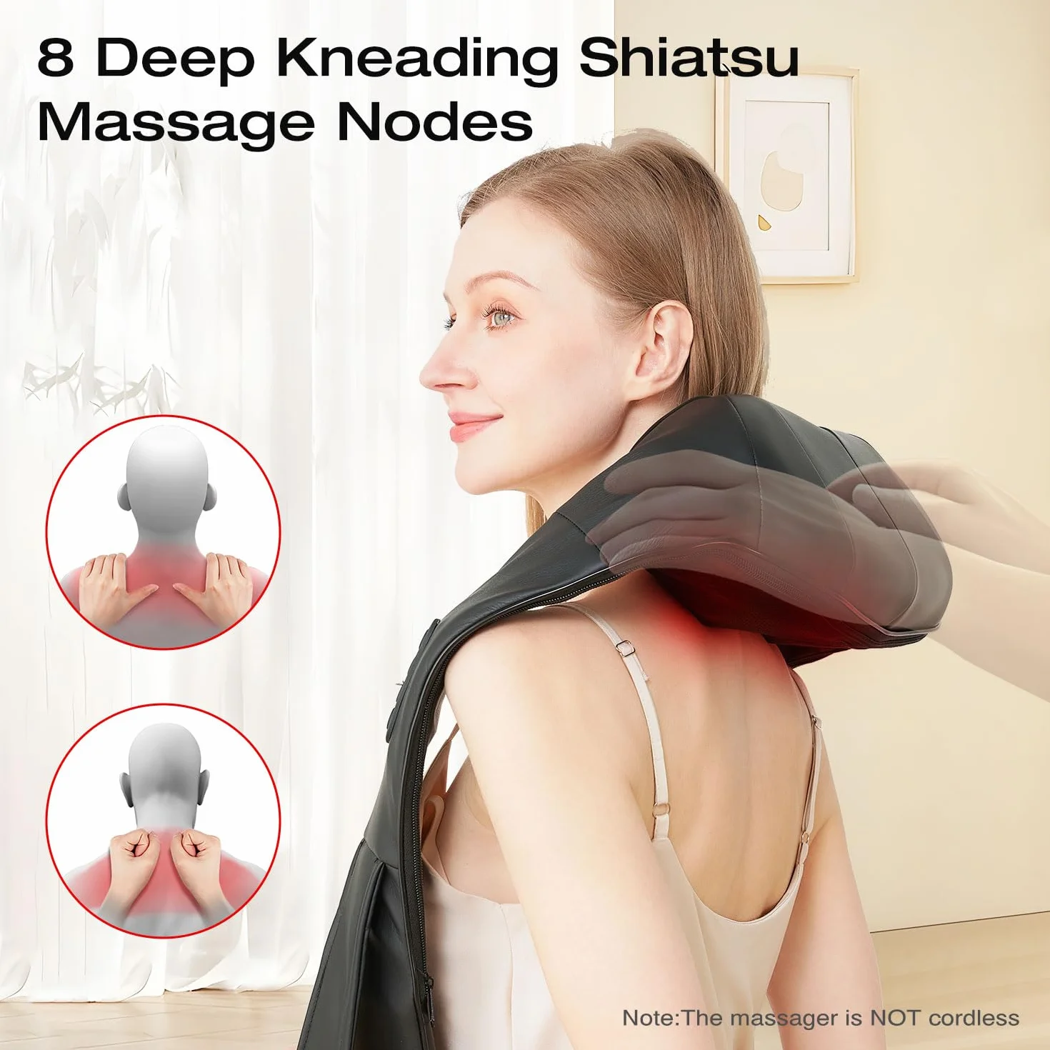 AERLANG Masajeador Cervical y Espalda con Calor, Amasajeador de Cuello, Hombros y Espalda para Dolor y Relajación