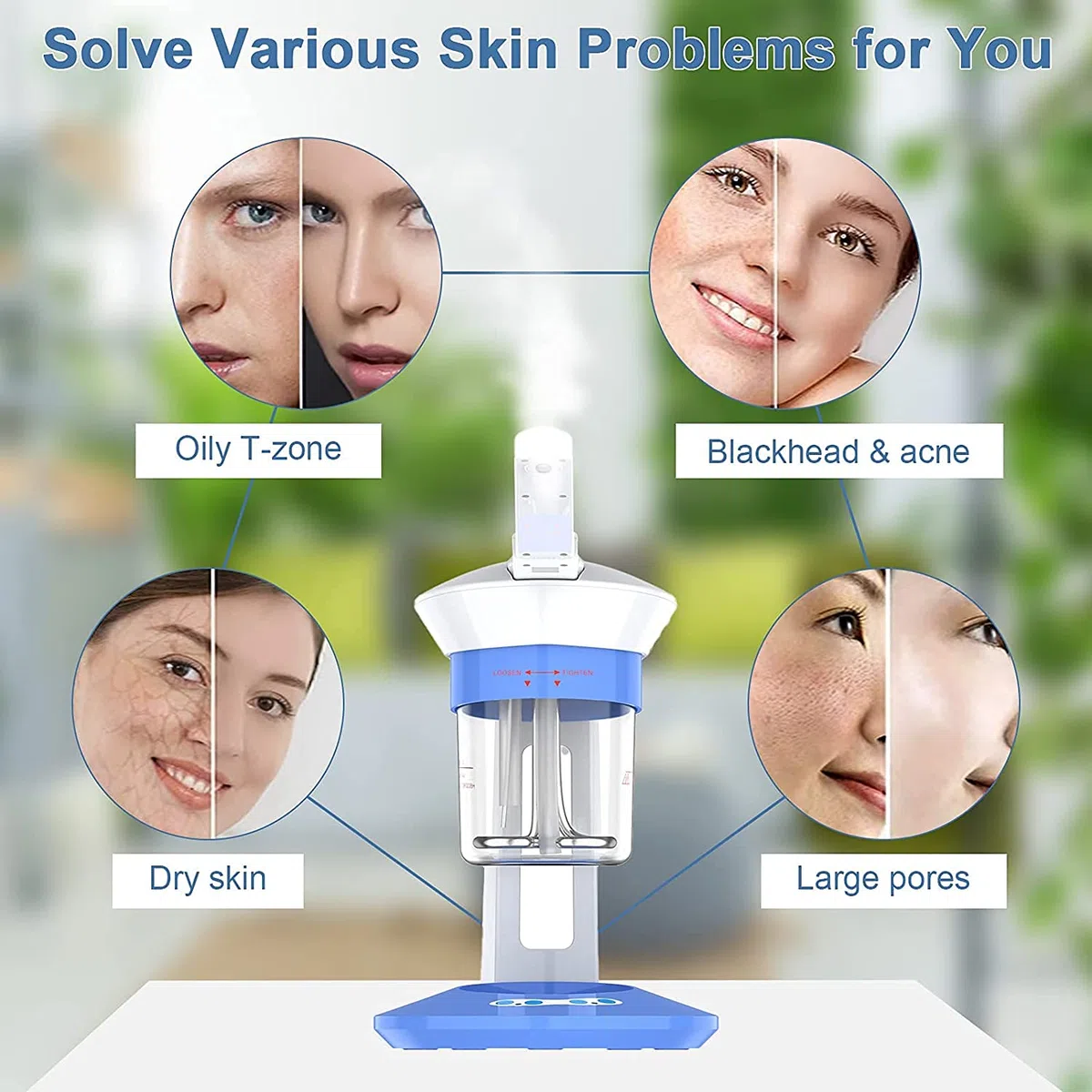 Vaporizador Facial de Ozono para Limpieza y Sauna - Abre Poros, Pulsa en Profundidad - Uso en Mesa, 220V