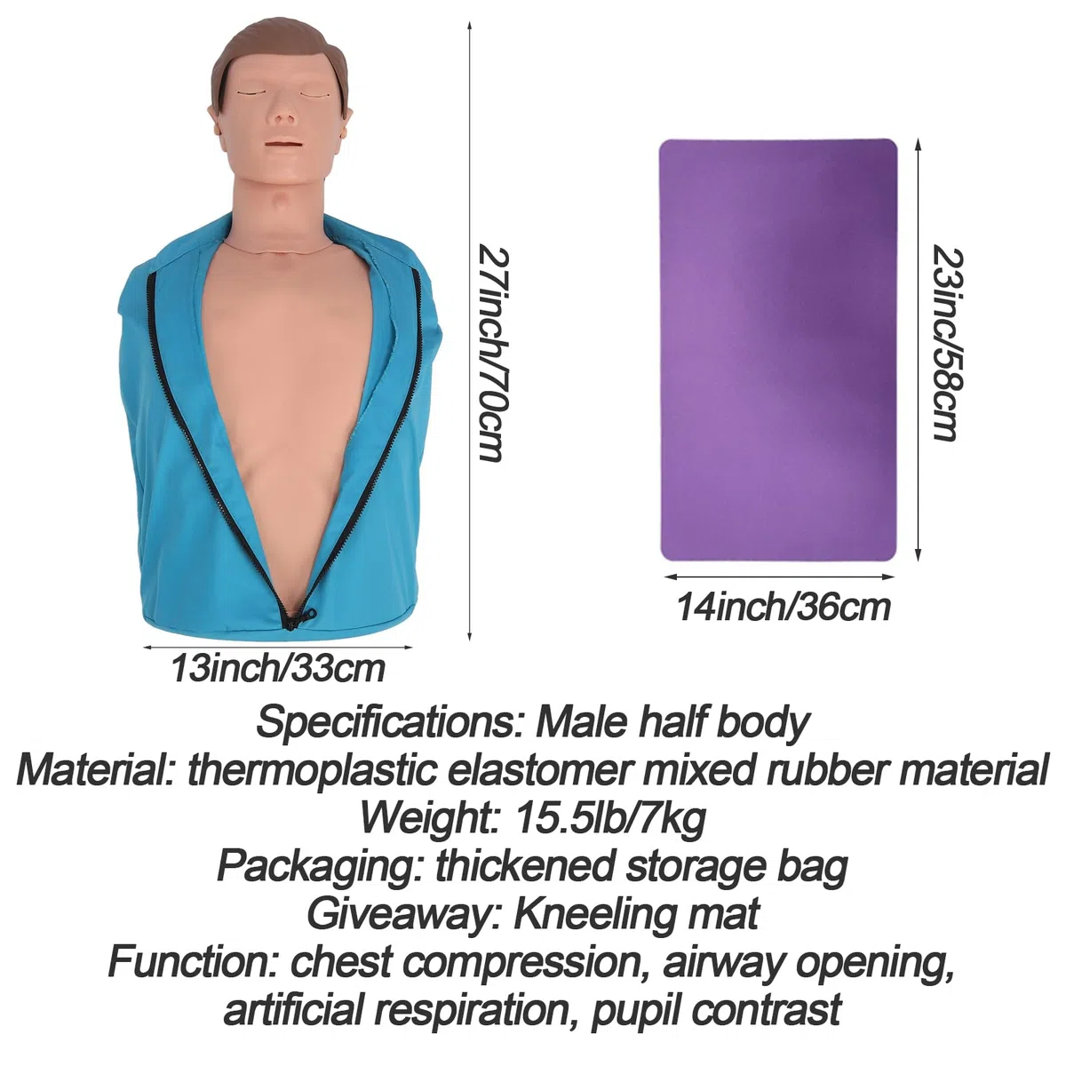 DRXRD Simulador de Maniquí de Entrenamiento de RCP Maniquíes de Reanimación con Bolsa de Transporte y Tapete para Practicar y Mejorar Las Habilidades de Primeros Auxilios