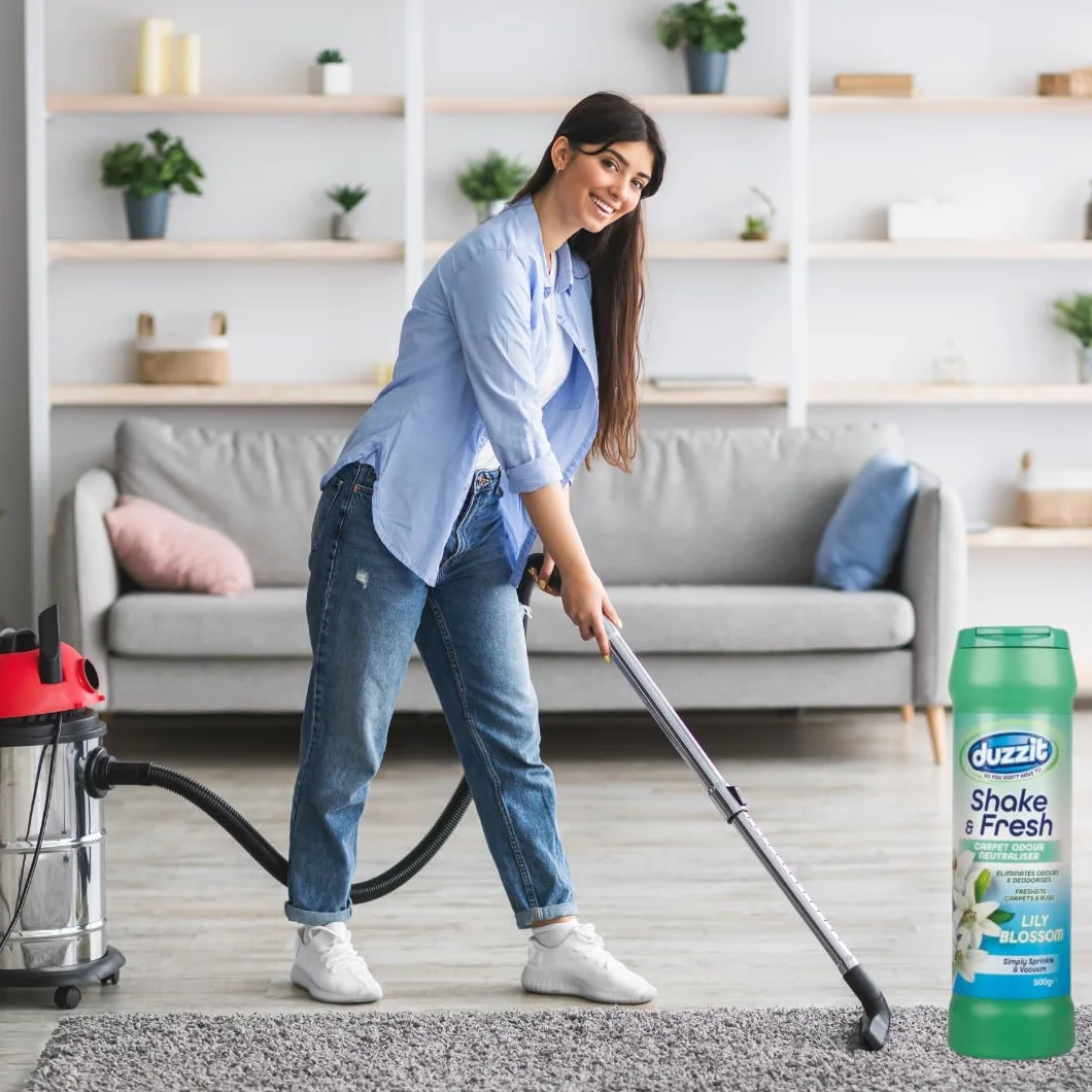 Shake & Fresh - Ambientador y neutralizador de olores para alfombras, juego de 3 aromas surtidos (lino fresco, flor de lirio, jardín floral), 500 g cada uno, desodorante en polvo para alfombras Great