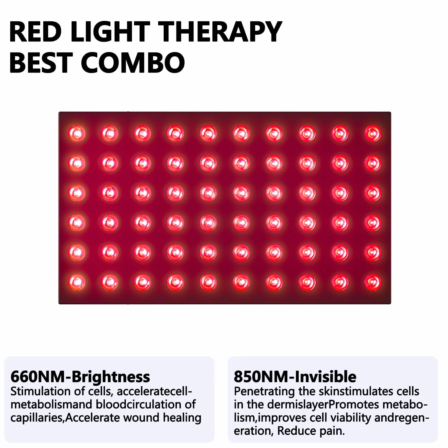 Lámpara de luz roja de 300W, panel de infrarrojos de 660 nm y 850 nm, ajuste de temporizador de 6 niveles, soporte ajustable, promueve la regeneración profunda de la piel y la circulación sanguínea